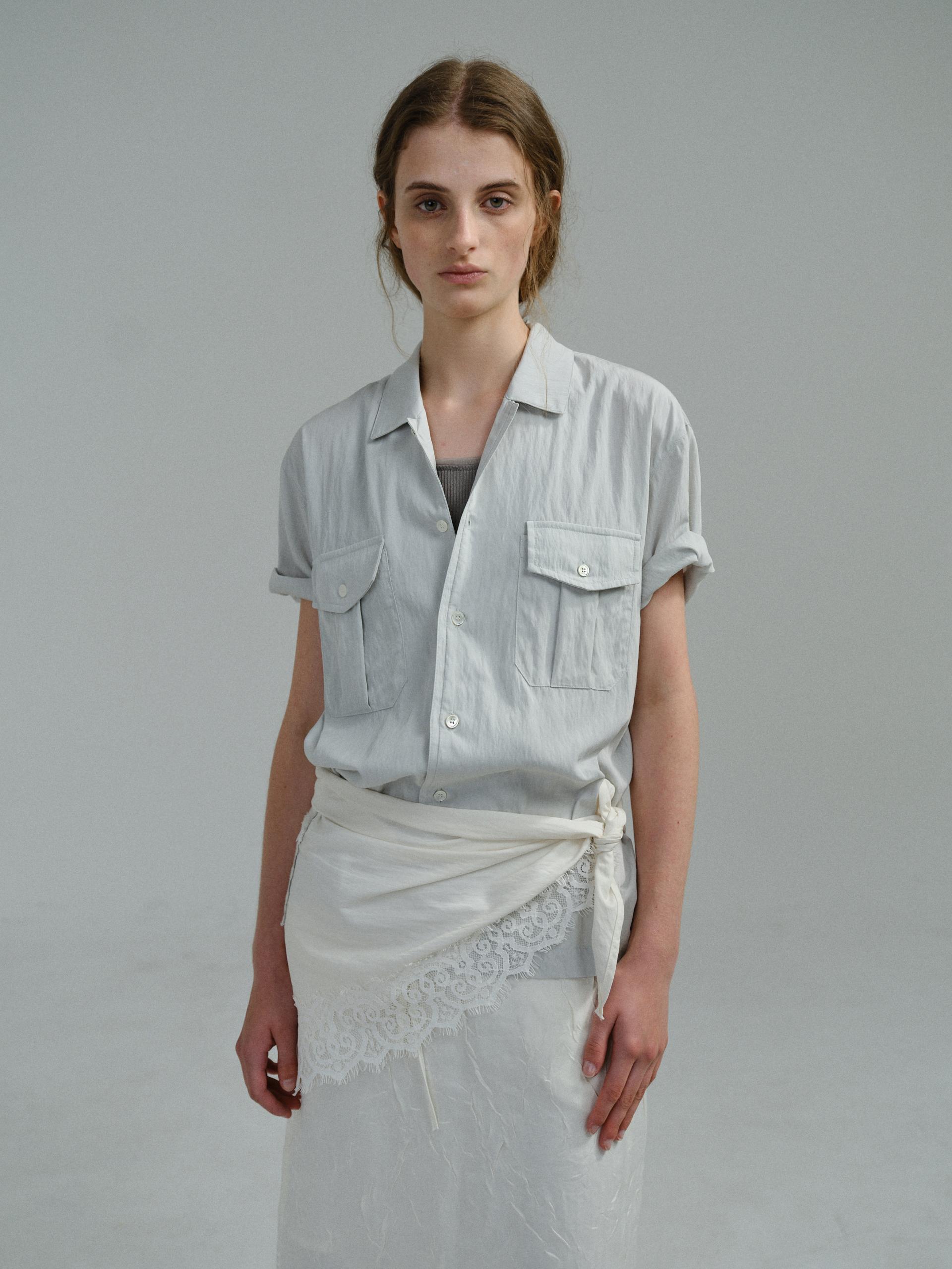 [13차 재입고 5/22 순차배송] wrinkled lapel shirts (mint grey)