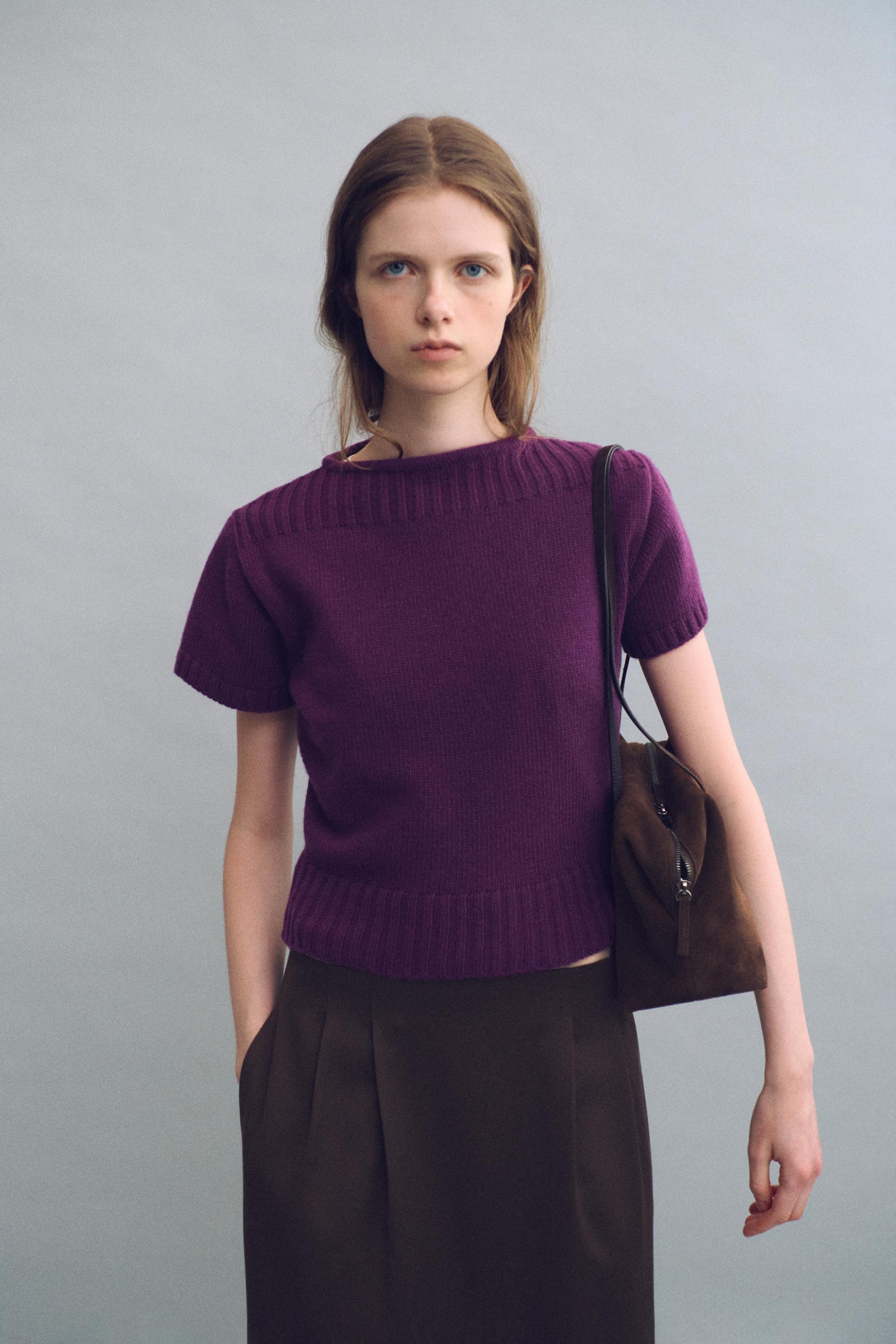 boat-neck half knit (purple)