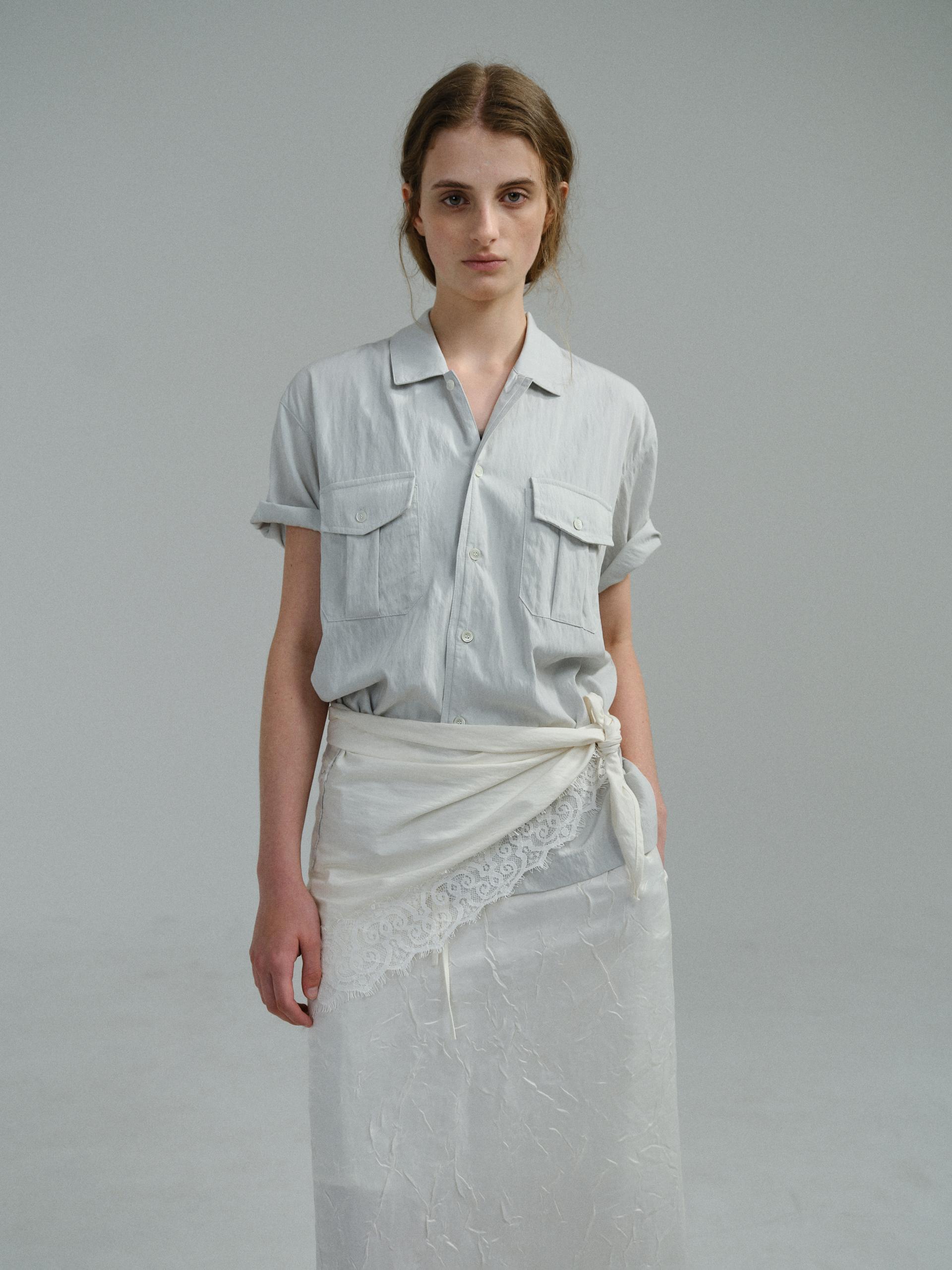 [13차 재입고 5/22 순차배송] wrinkled lapel shirts (mint grey)