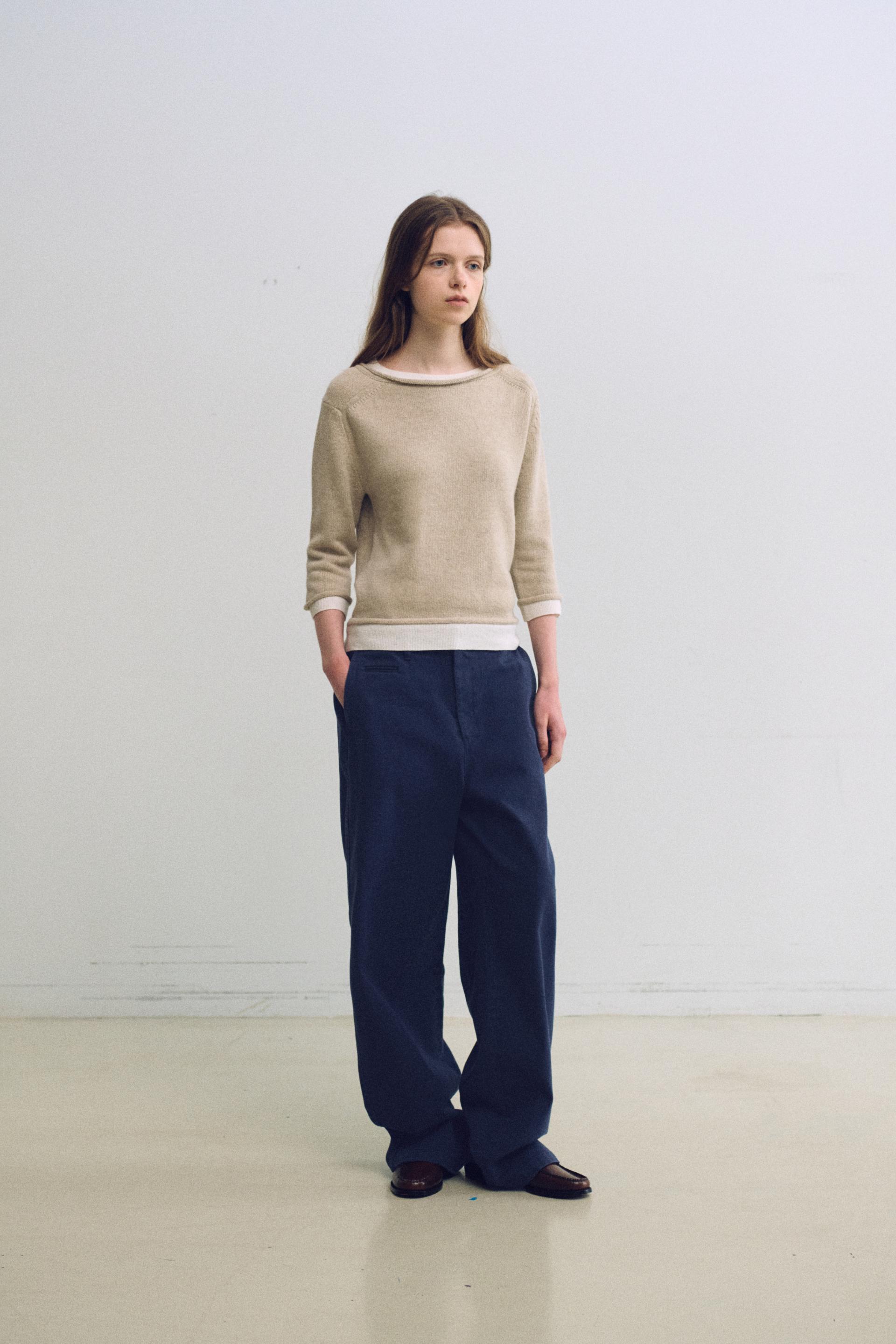 layered roll knit (beige)