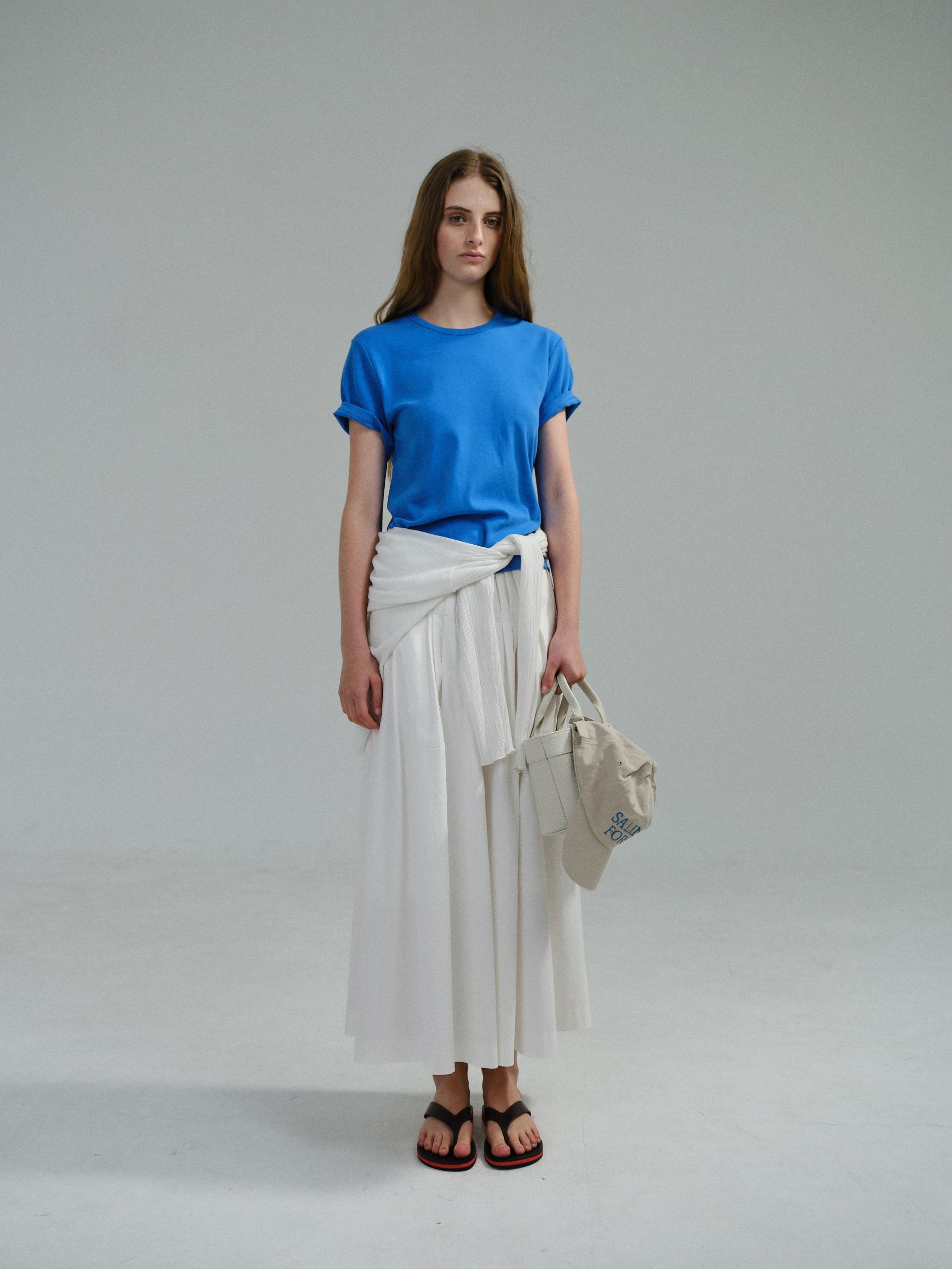 asym pleats skirt (ivory)