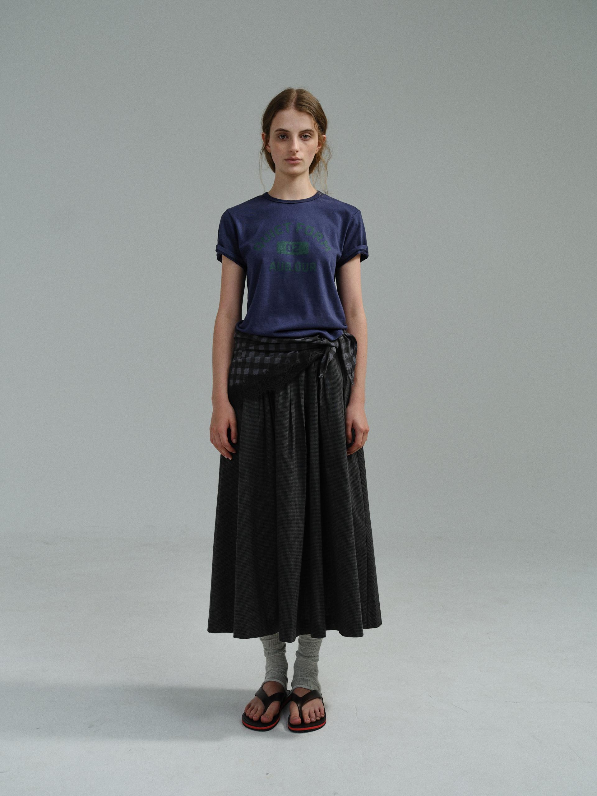 [2차 재입고] asym pleats skirt (check grey)