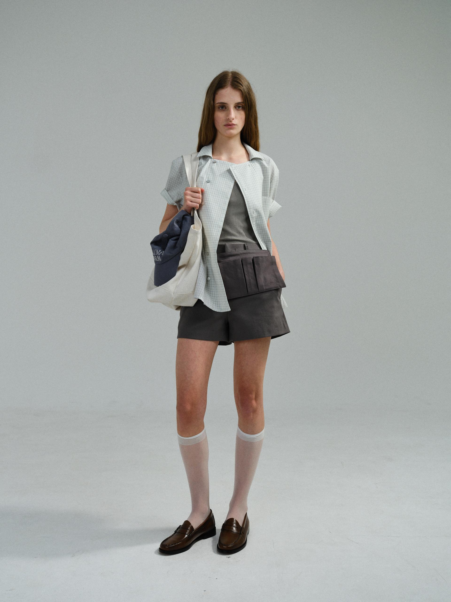 double structure shirt (blue check)