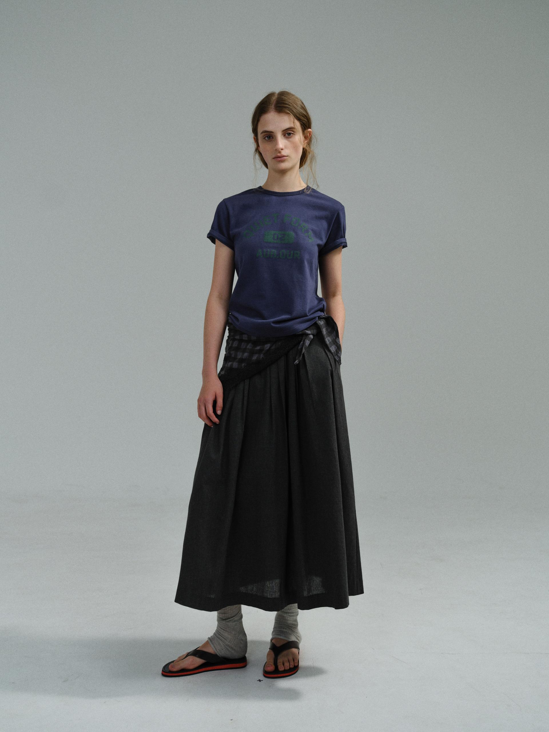 [2차 재입고] asym pleats skirt (check grey)