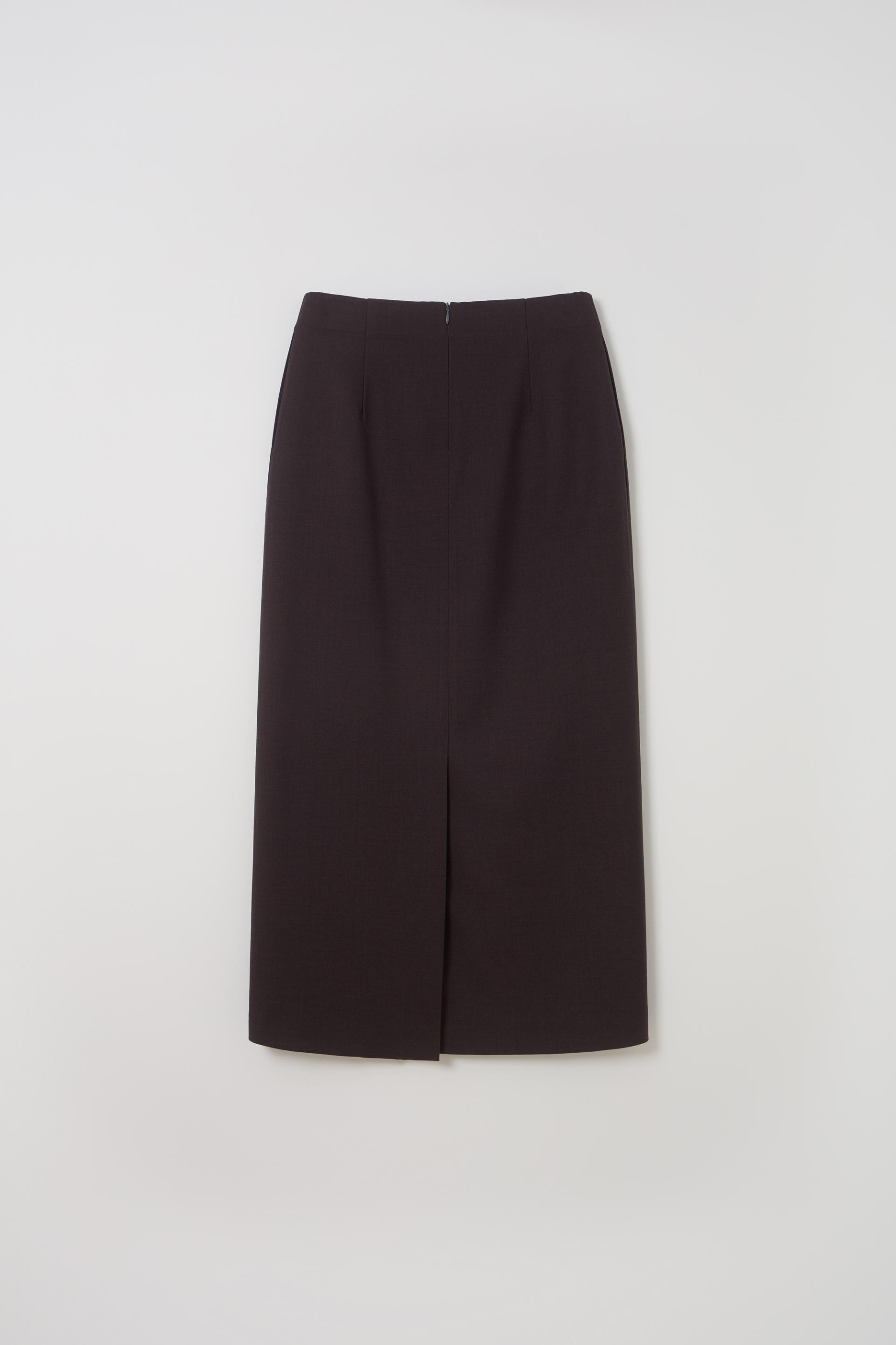 tuck maxi wool skirt (charcoal)