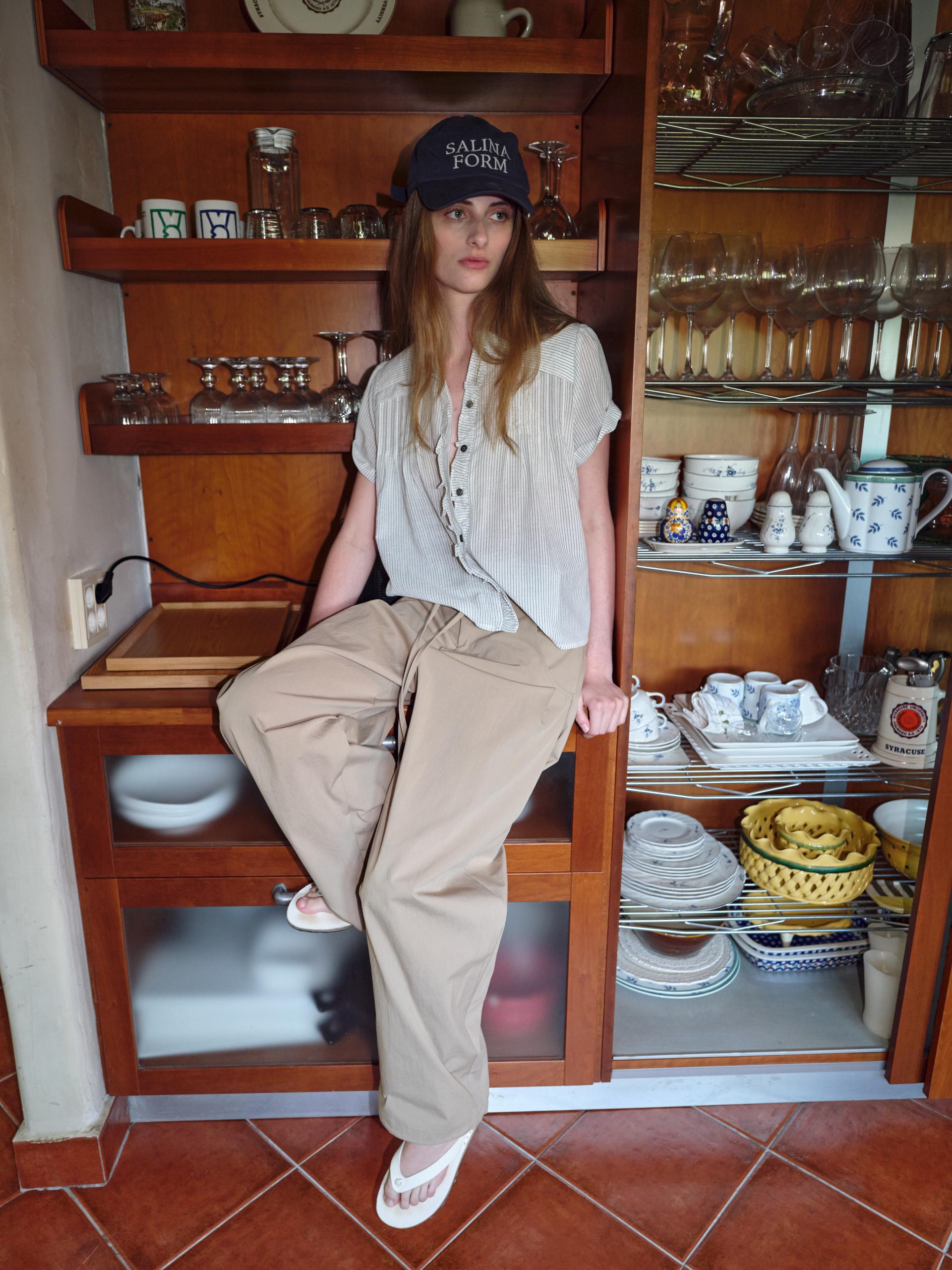 frill pintuck blouse (stripe)