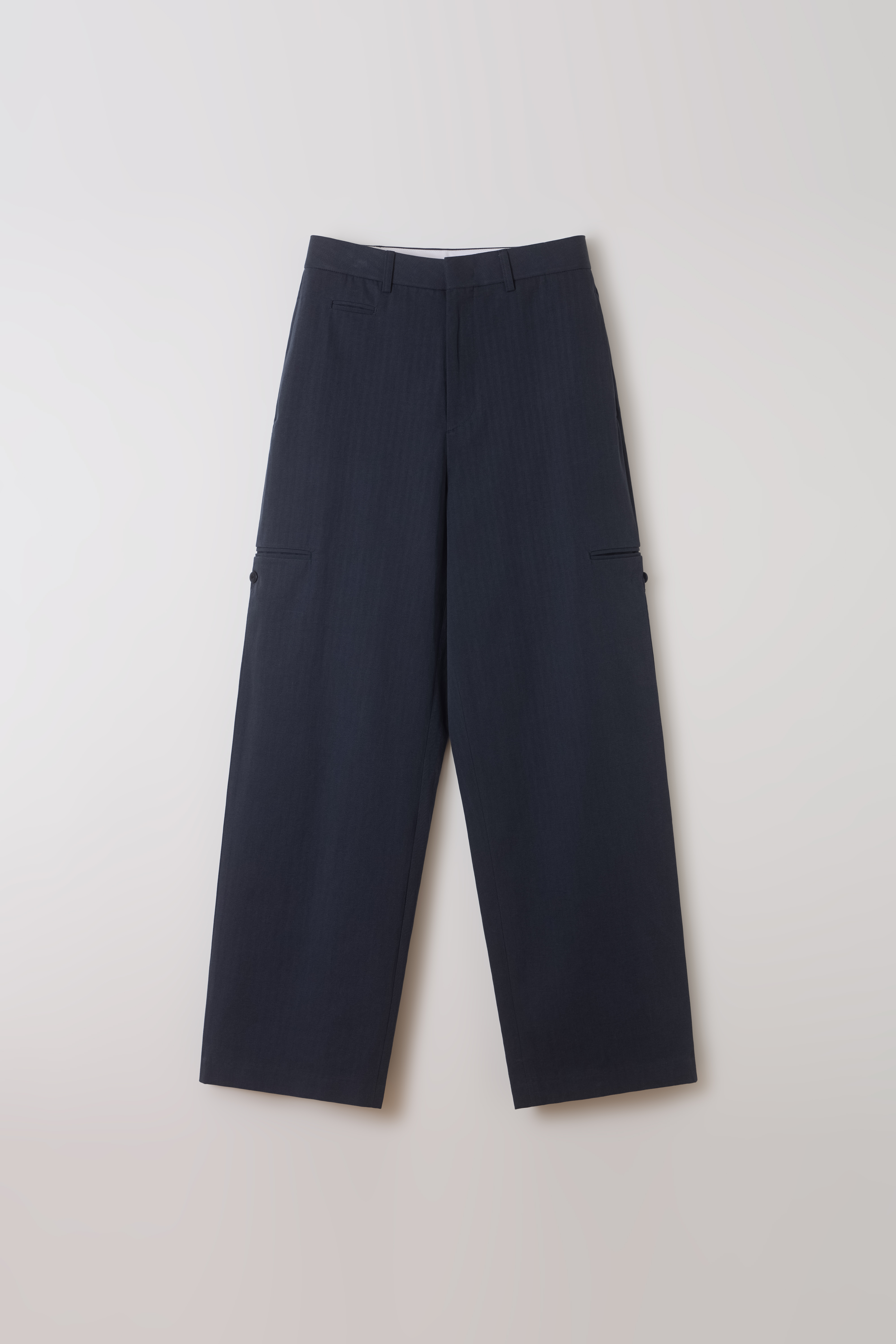 curved triple lip pants (herringbone navy)