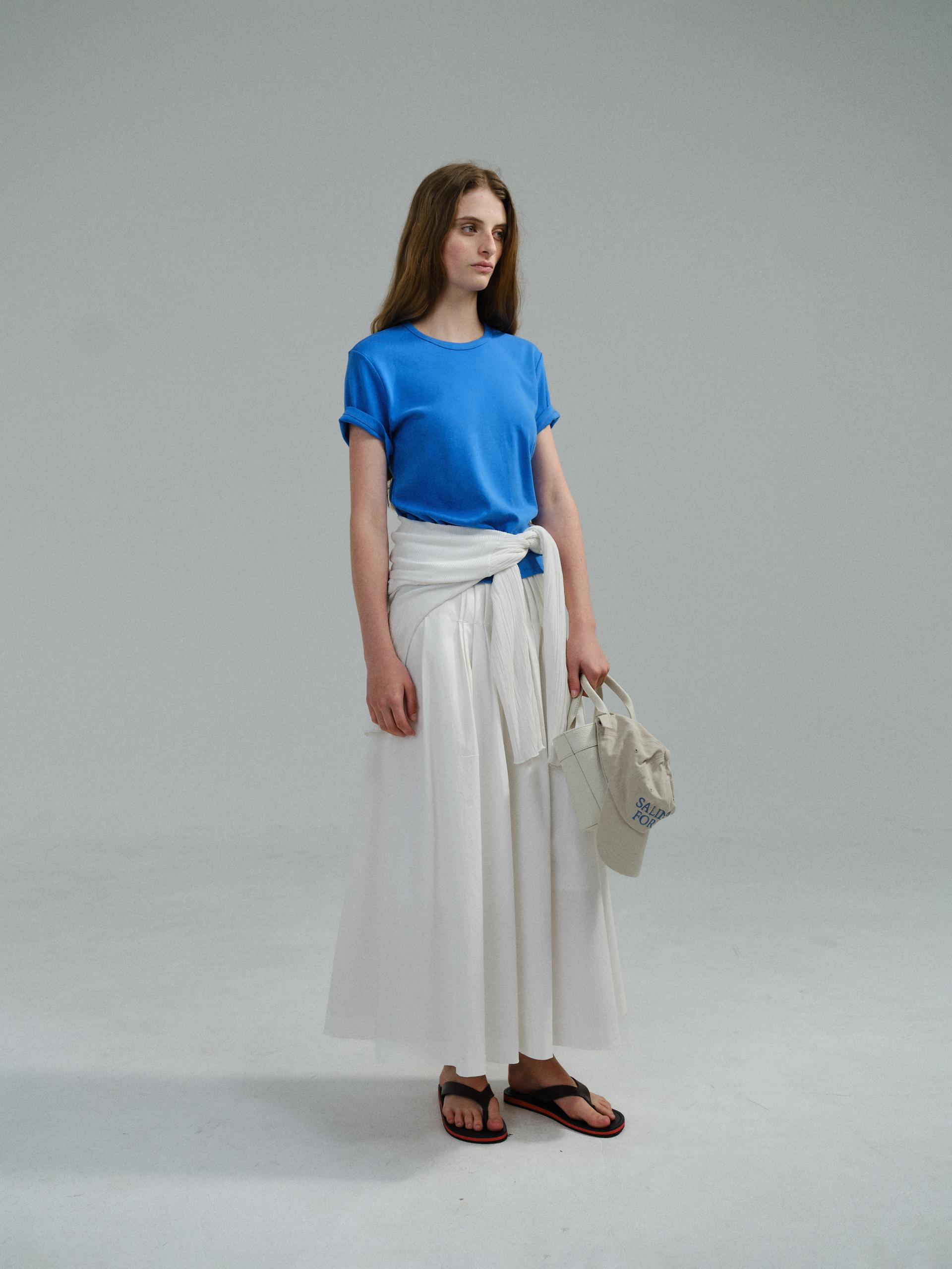 asym pleats skirt (ivory)