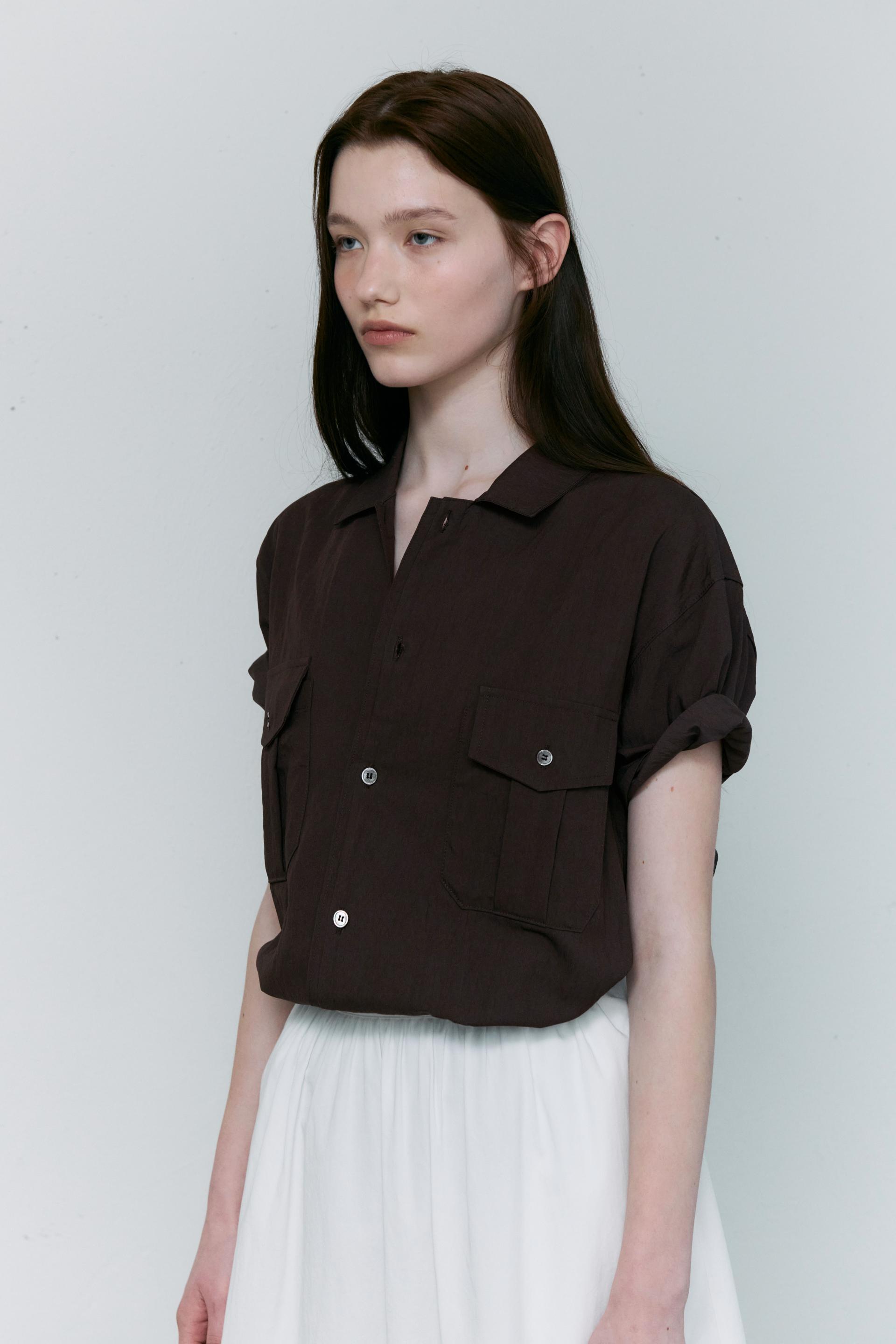 [14차 재입고 5/22 순차배송] wrinkled lapel shirts (brown)