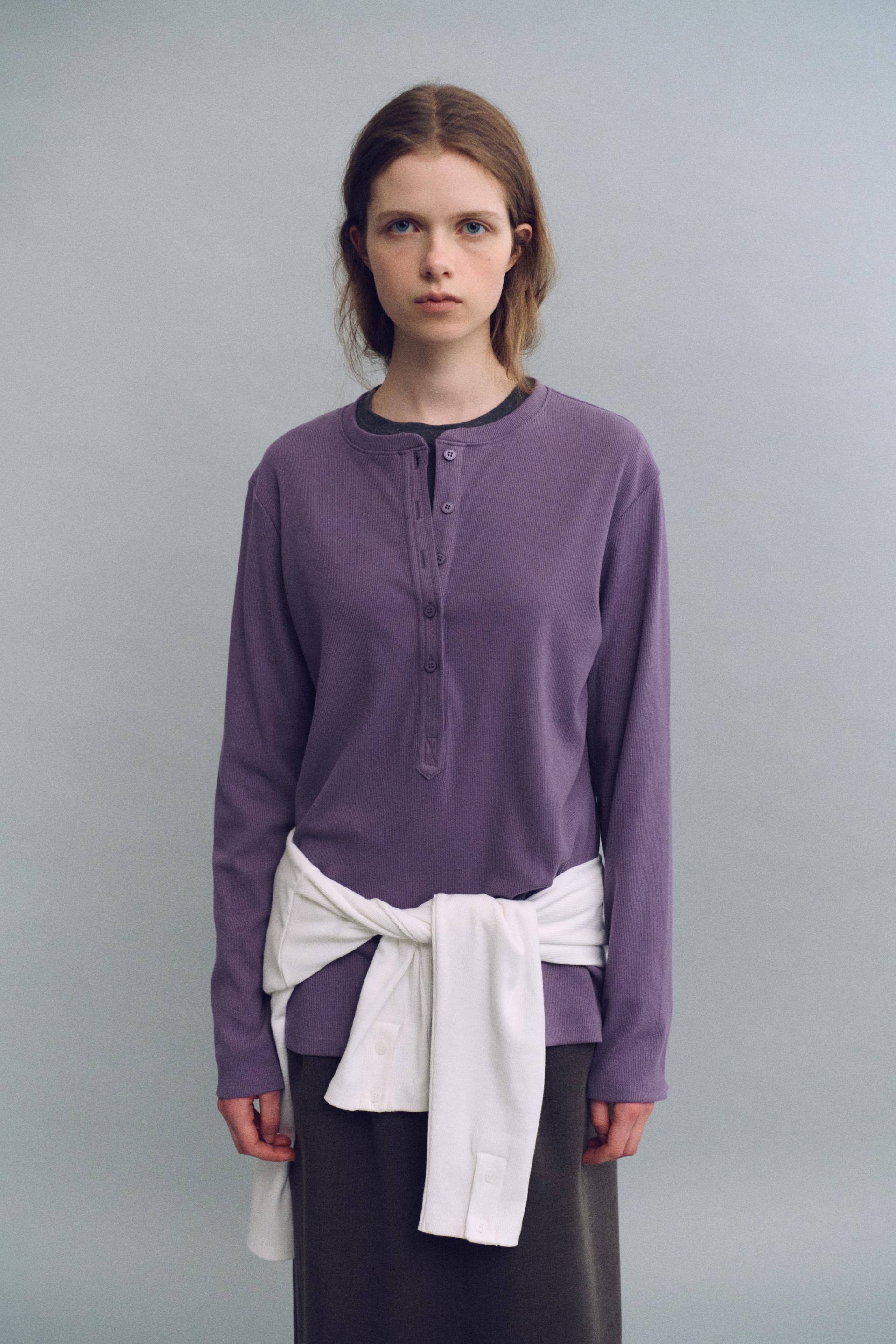 alter deep henley t-shirt (mauve purple)