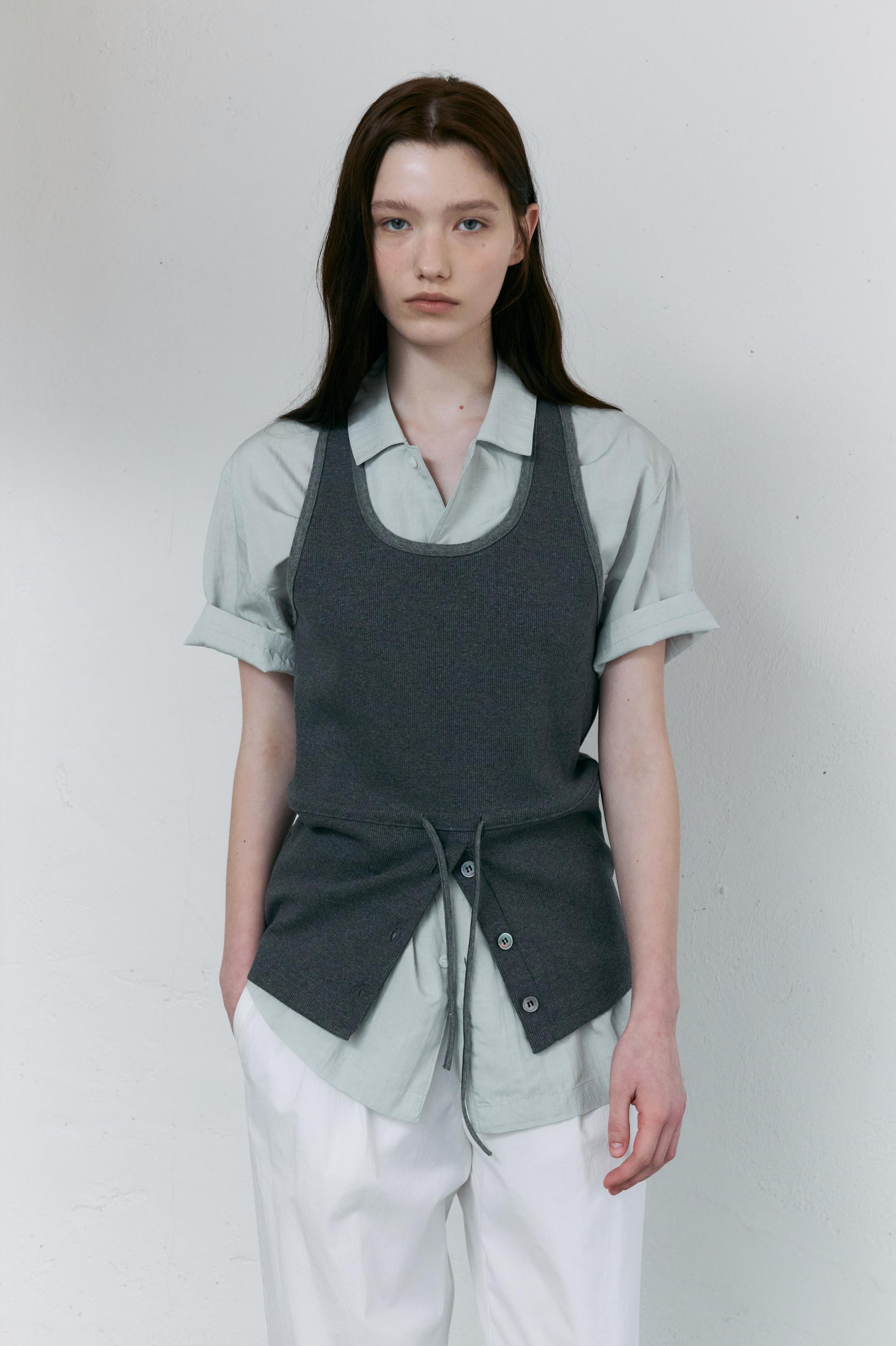 [13차 재입고 5/22 순차배송] wrinkled lapel shirts (mint grey)