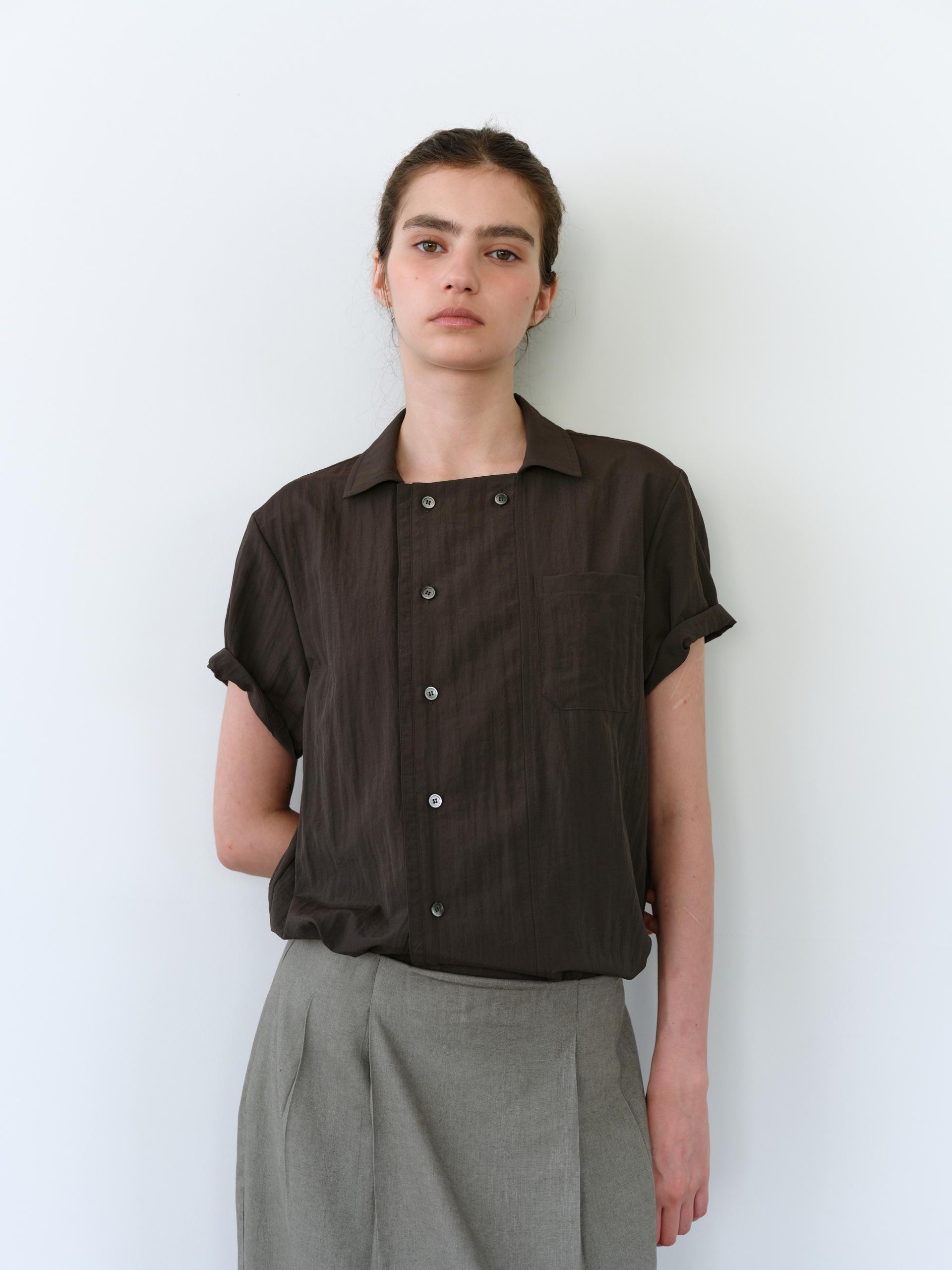 overlap half shirt (brown)