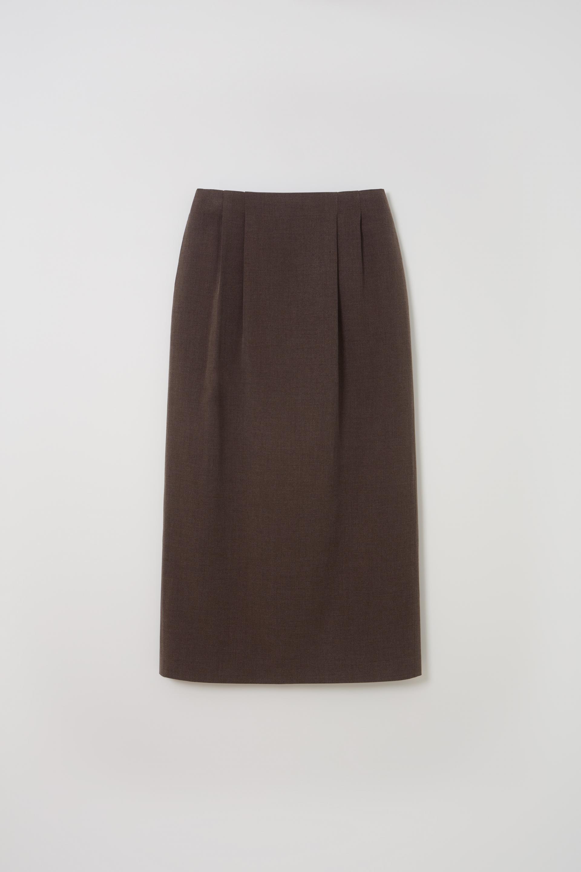 [2차 재입고] tuck maxi wool skirt (dusty brown)