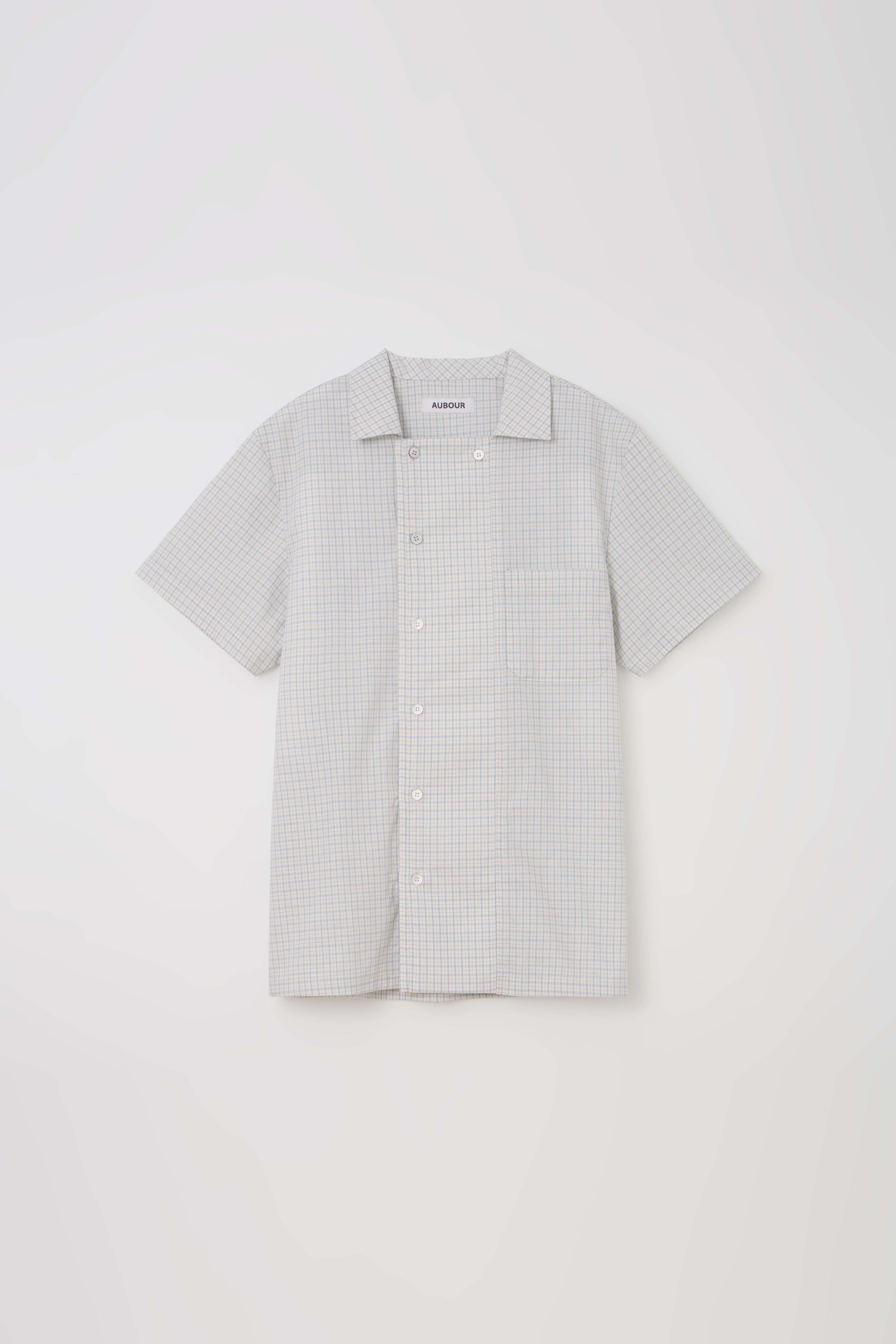 overlap check shirt (ivory blue)