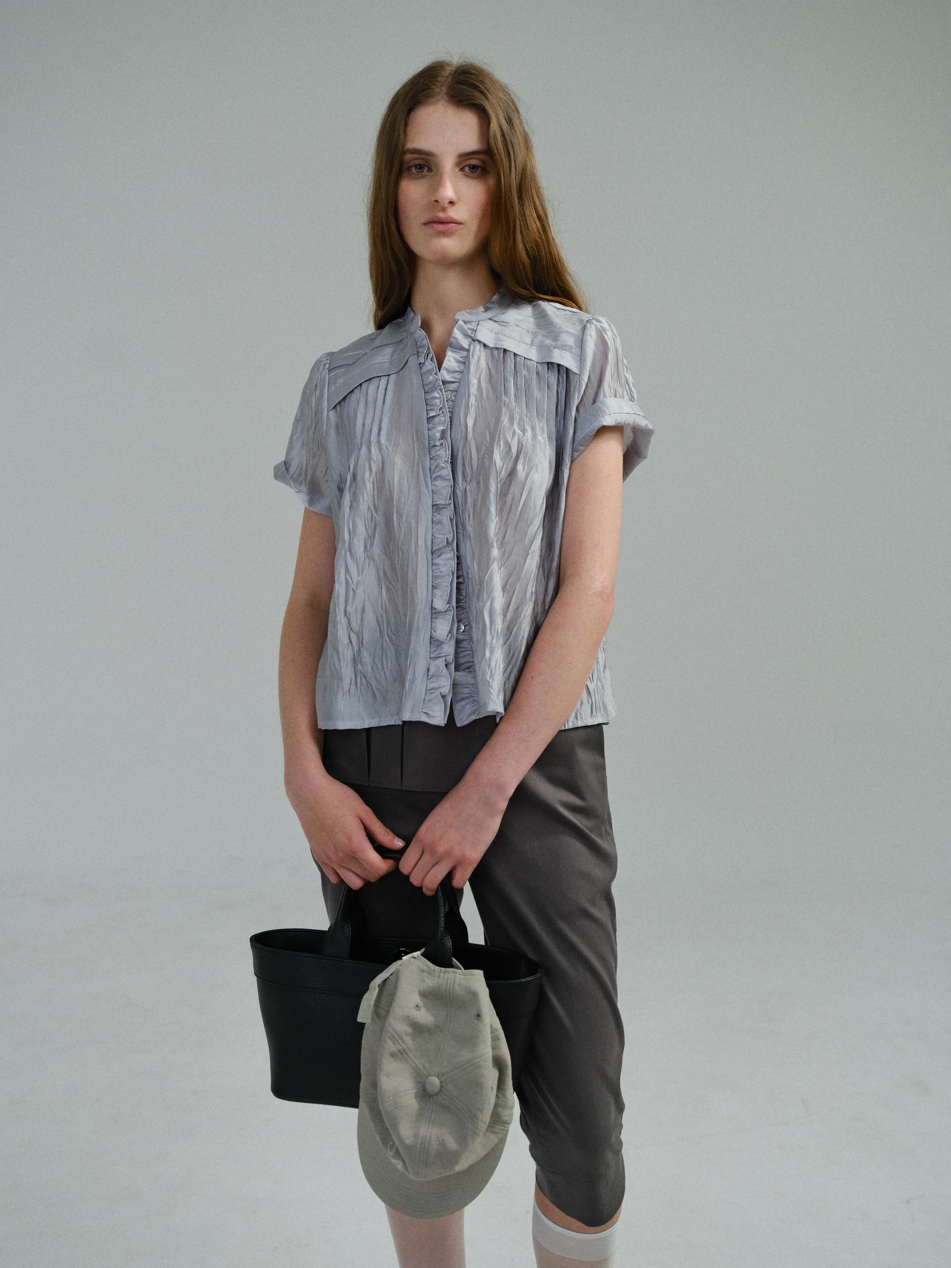 frill pintuck blouse (silver)
