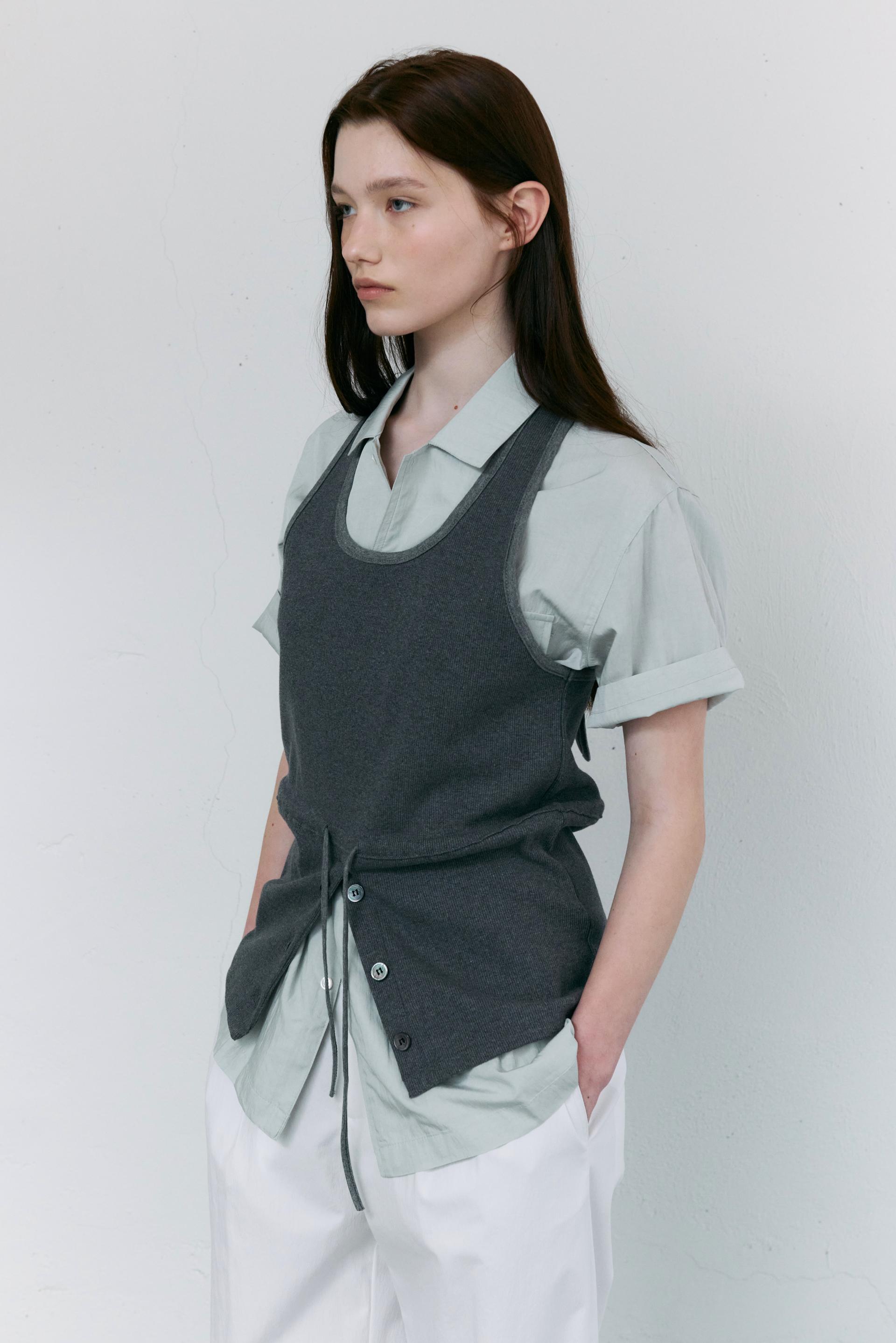 [13차 재입고 5/22 순차배송] wrinkled lapel shirts (mint grey)