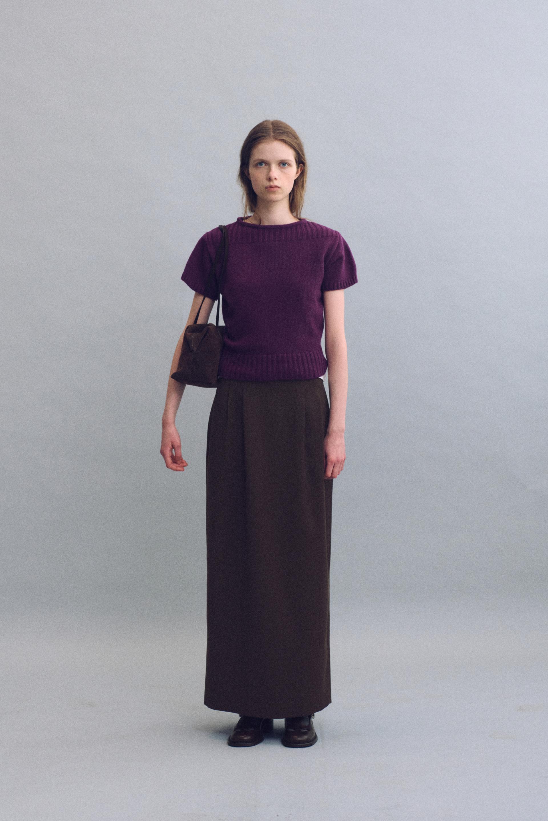 boat-neck half knit (purple)