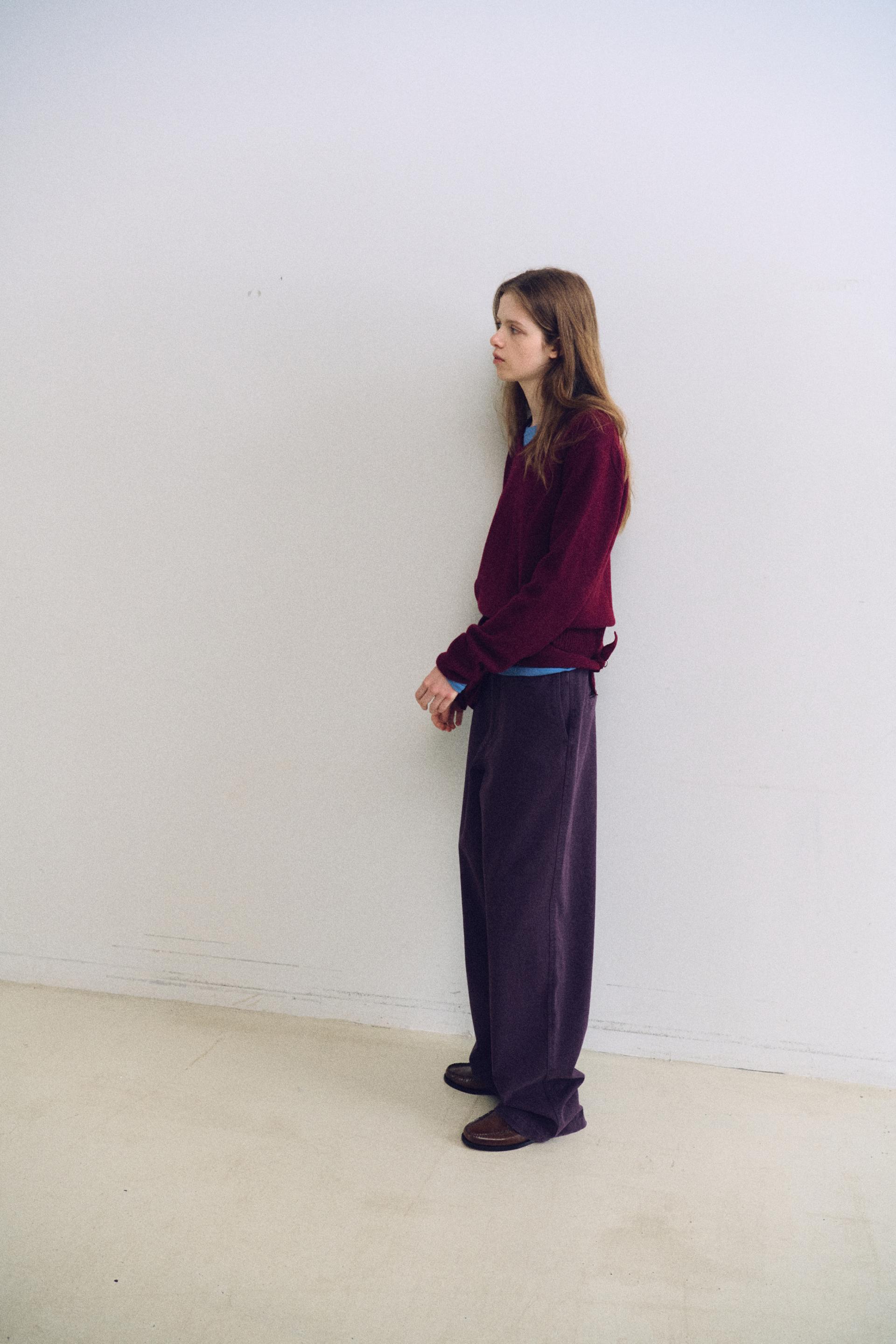 pipe v-neck knit (wine)