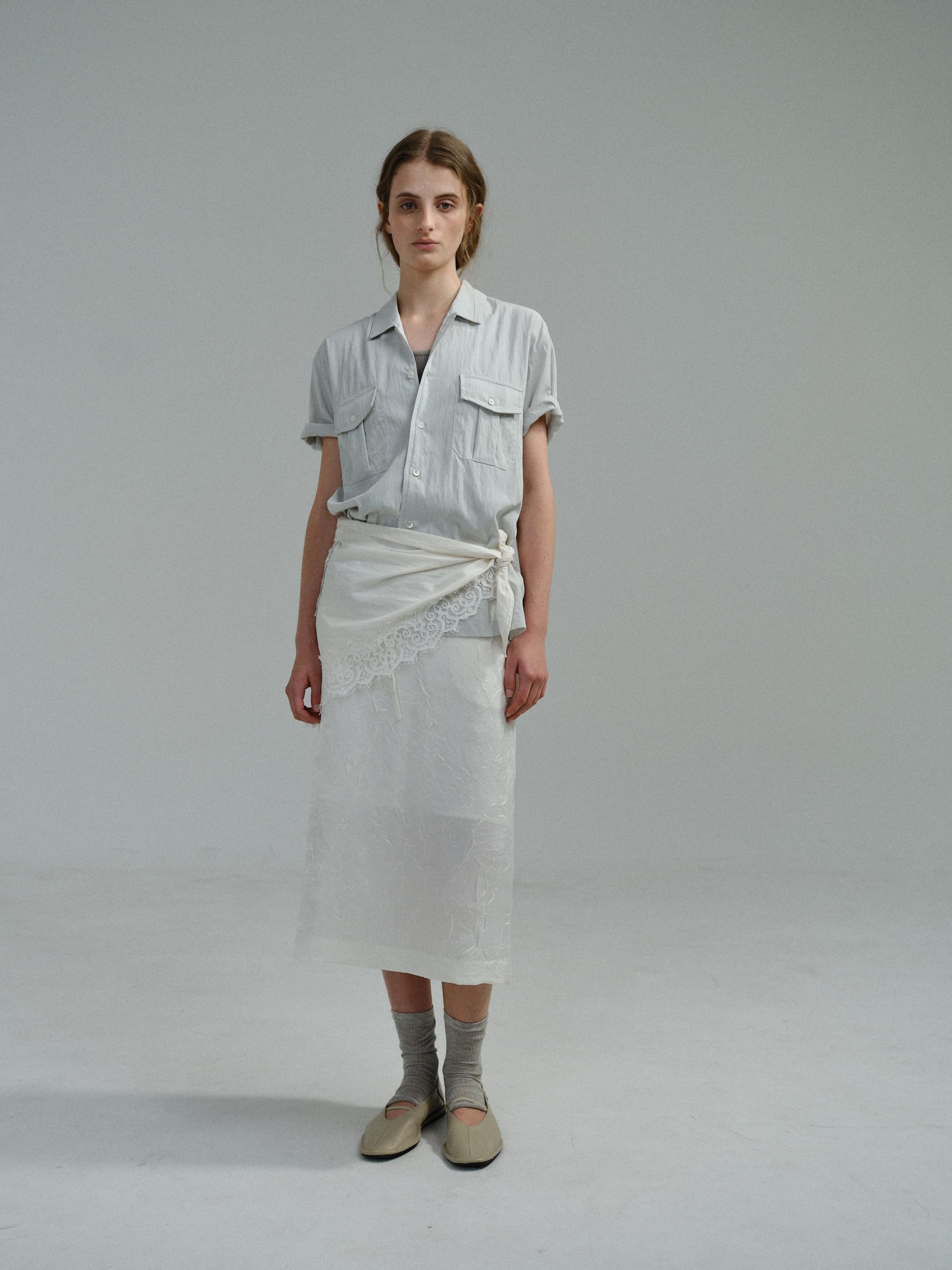 [13차 재입고 5/22 순차배송] wrinkled lapel shirts (mint grey)