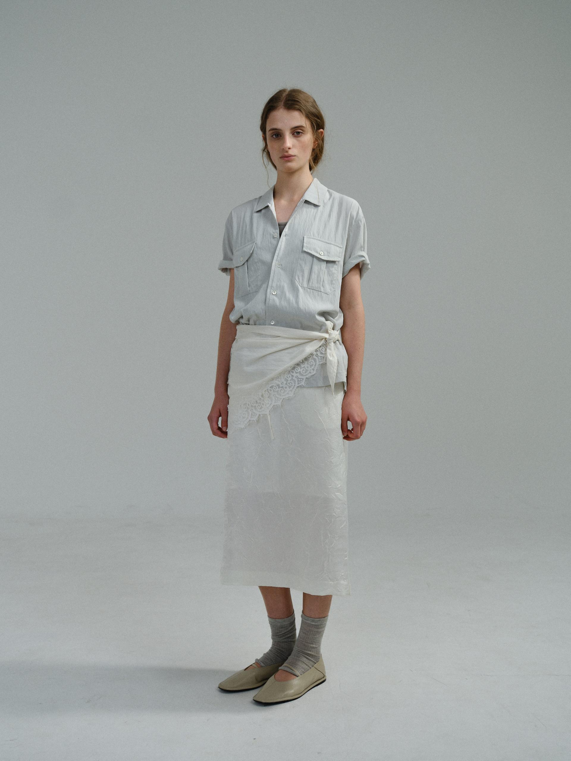[13차 재입고 5/22 순차배송] wrinkled lapel shirts (mint grey)