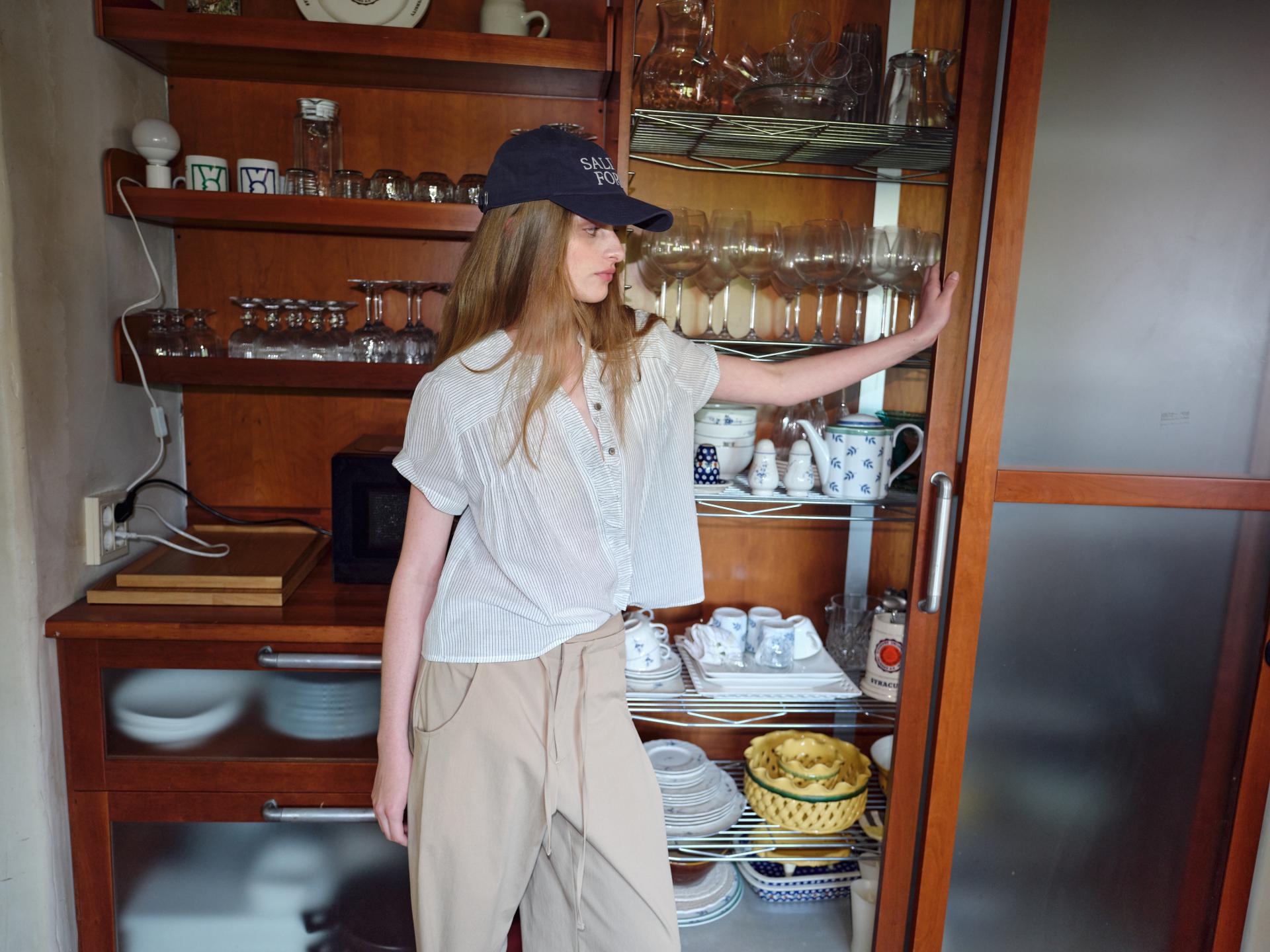 frill pintuck blouse (stripe)