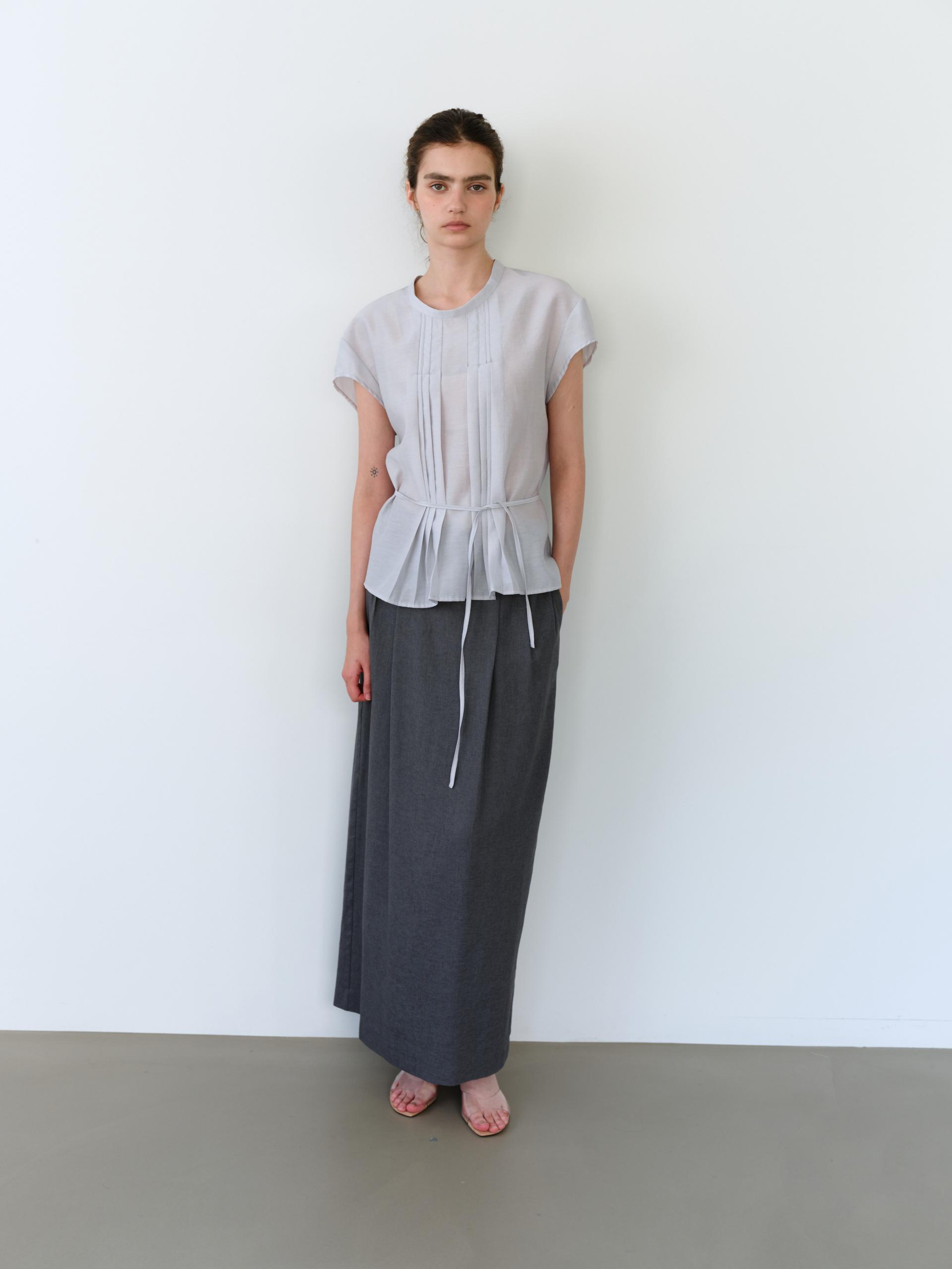 [4차 재입고] veil pleats blouse (mist)
