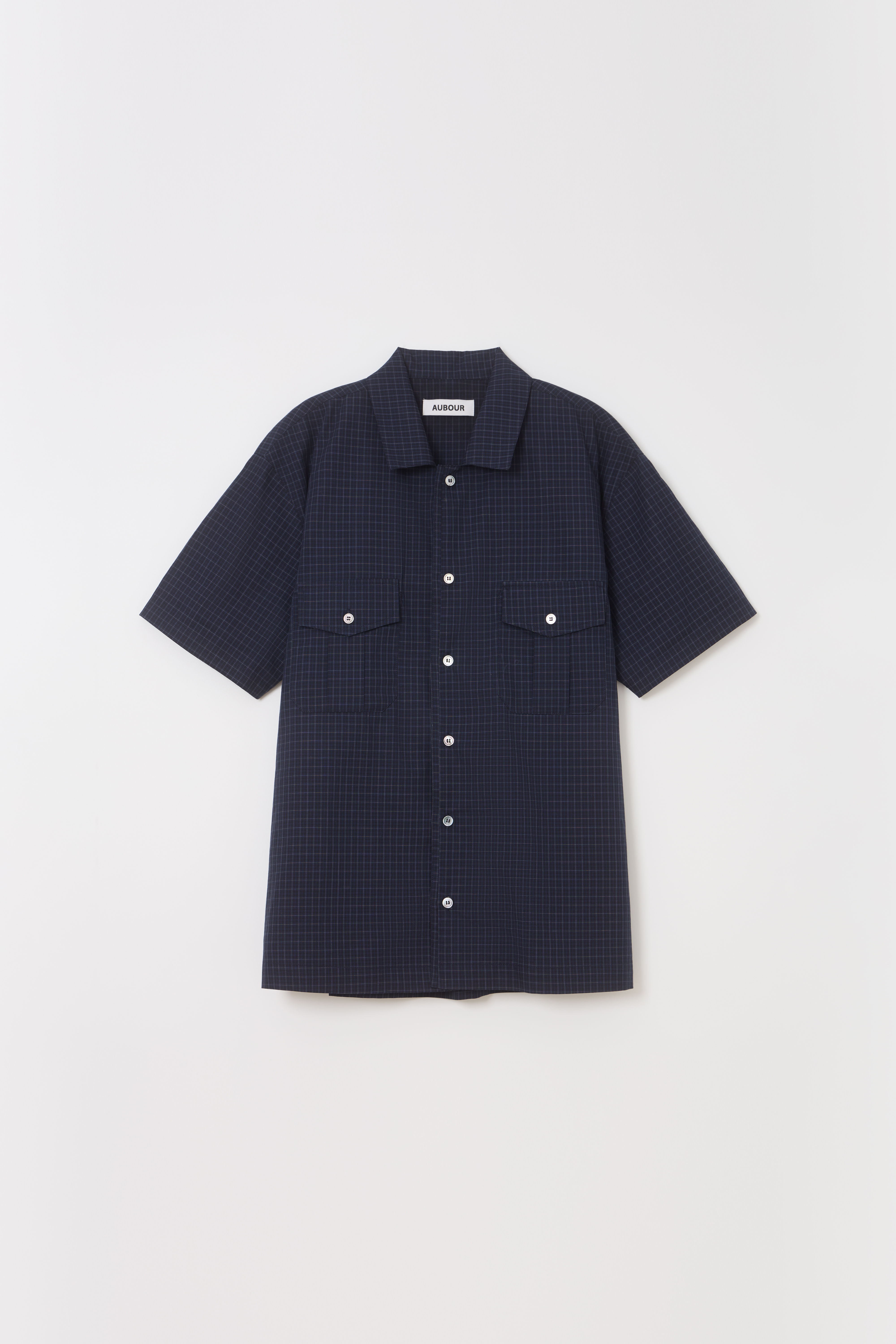 [2차 재입고] wrinkled lapel shirts (navy check)