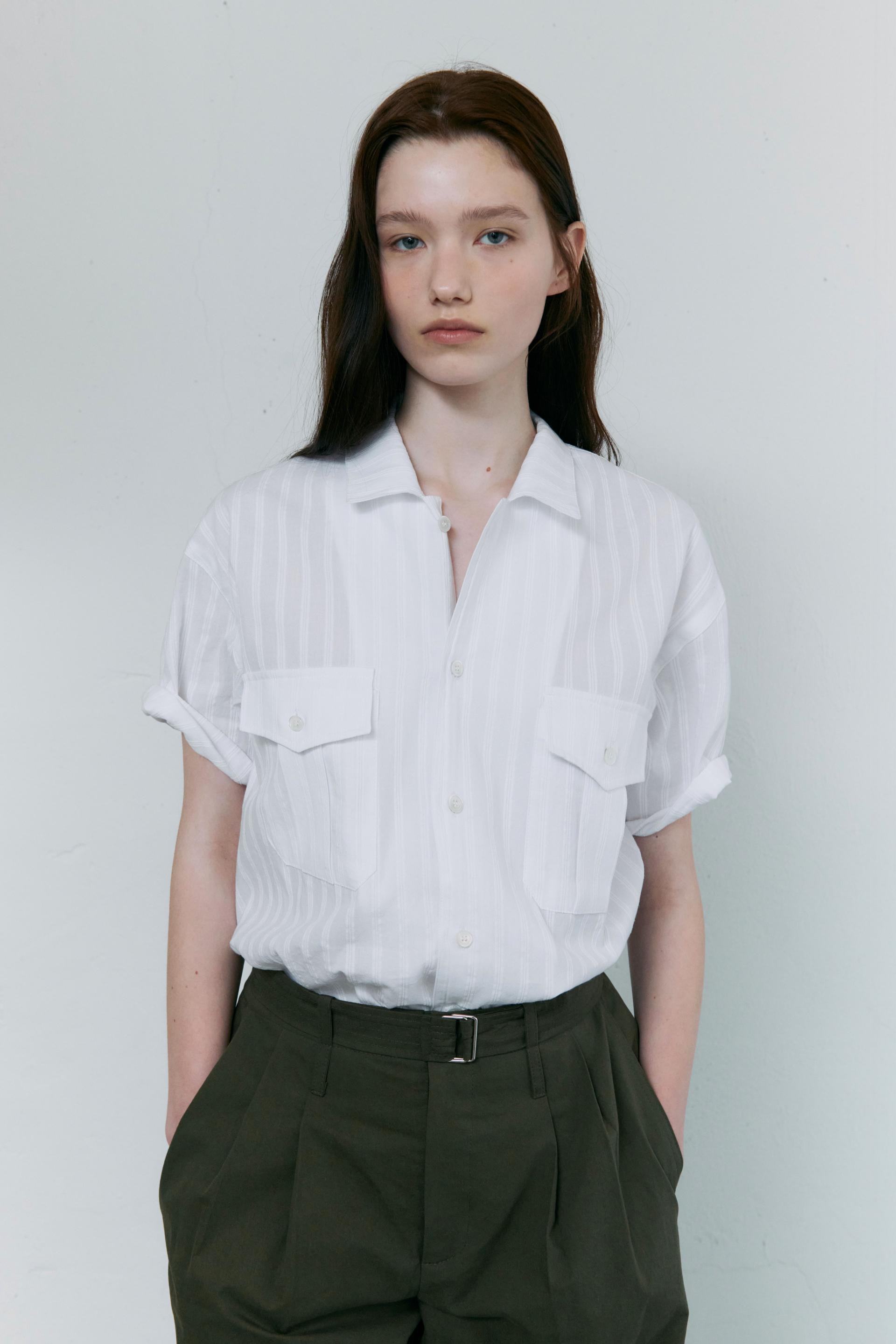 [10차 재입고] wrinkled lapel shirts (white stripe)