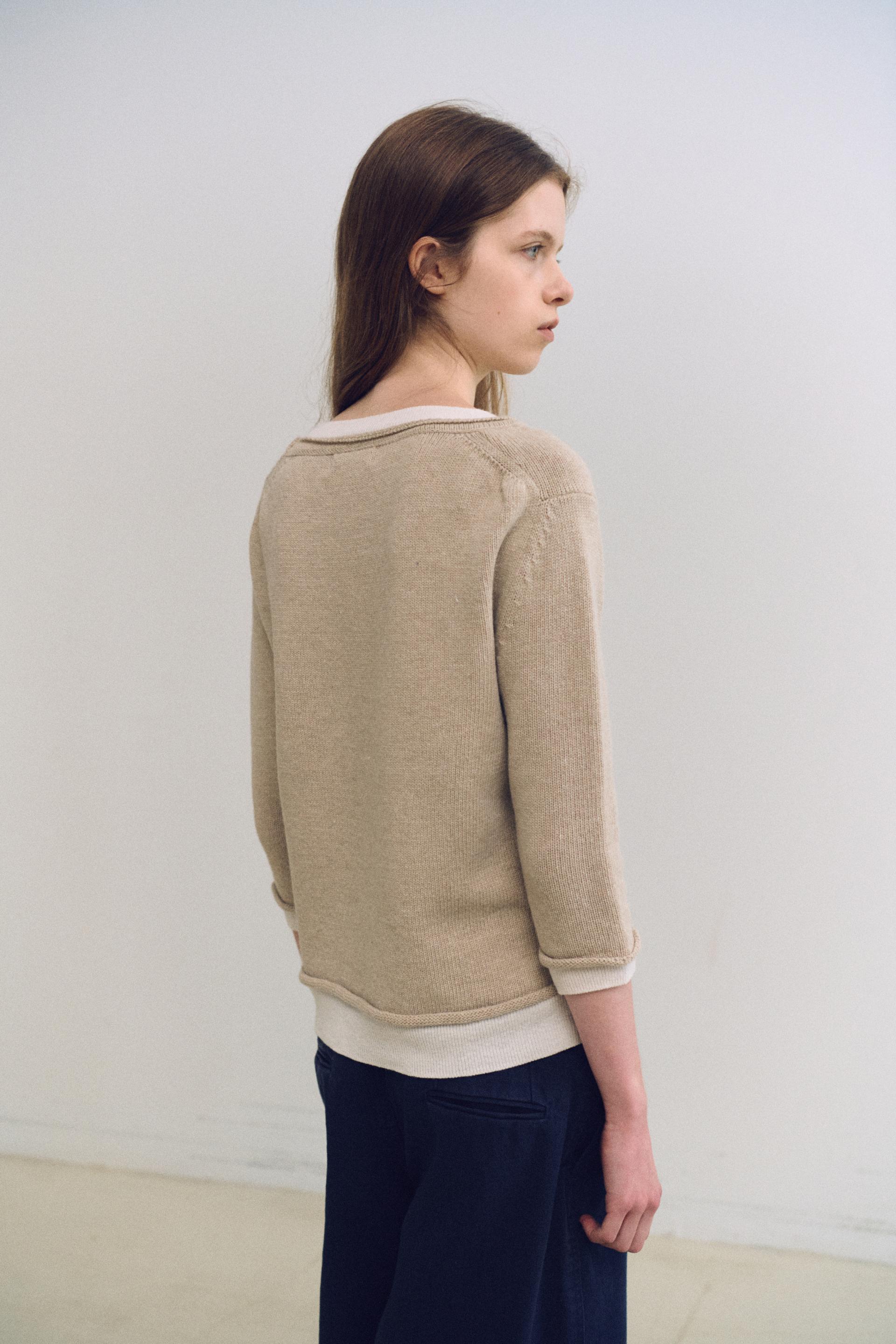 layered roll knit (beige)