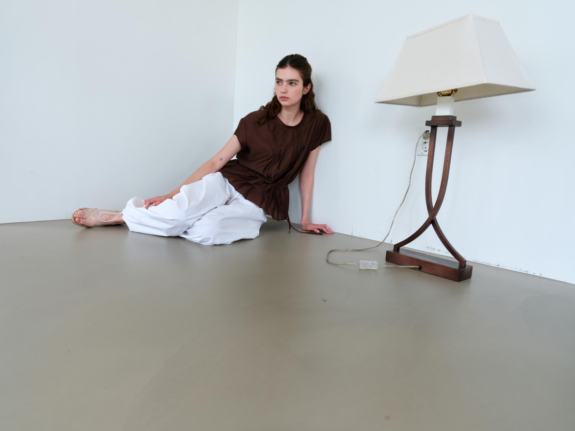 veil pleats blouse (brown)