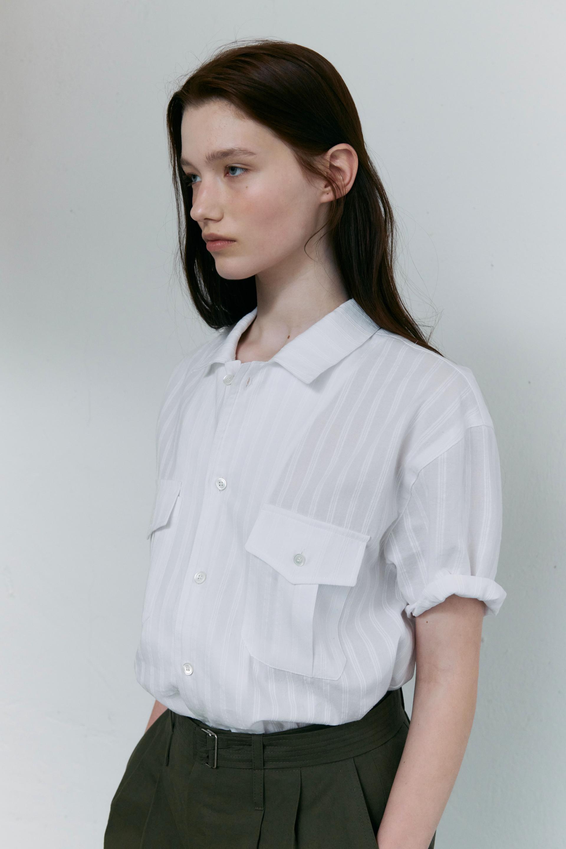 [10차 재입고] wrinkled lapel shirts (white stripe)