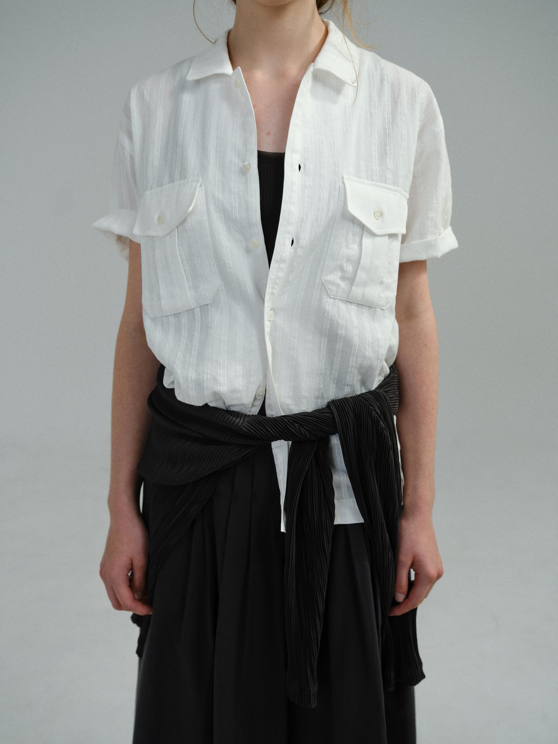 [10차 재입고] wrinkled lapel shirts (white stripe)