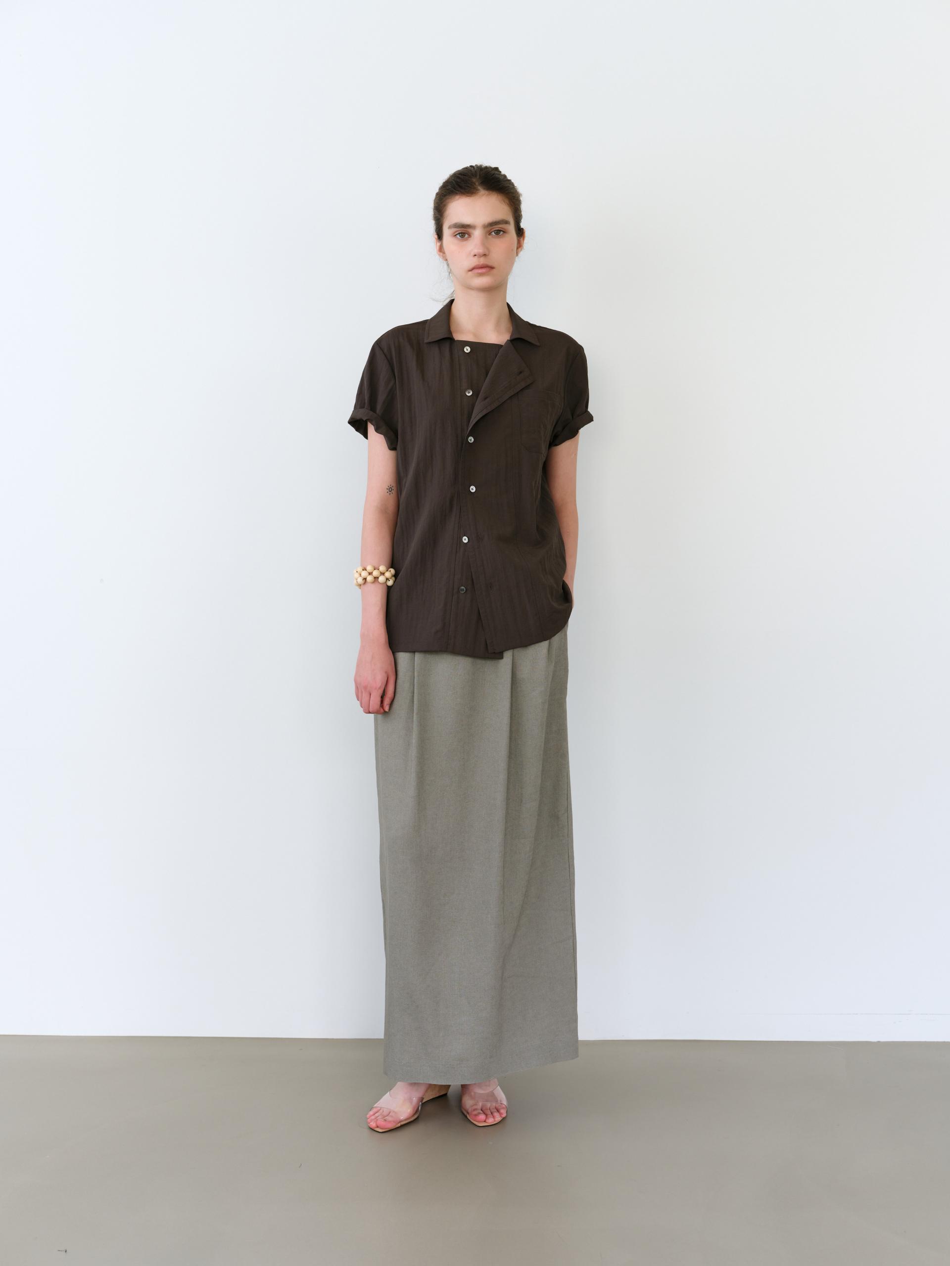 overlap half shirt (brown)