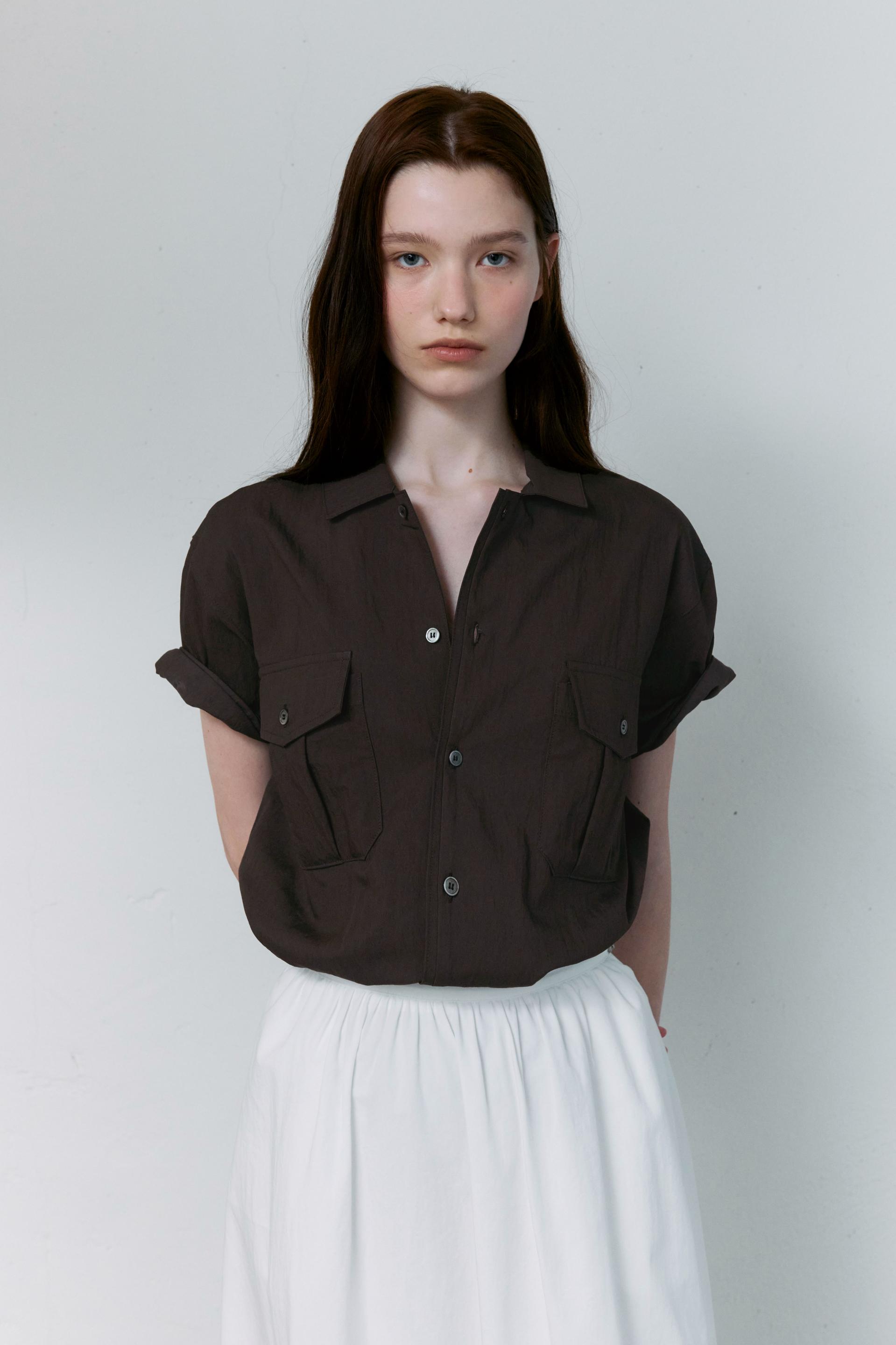 [14차 재입고 5/22 순차배송] wrinkled lapel shirts (brown)