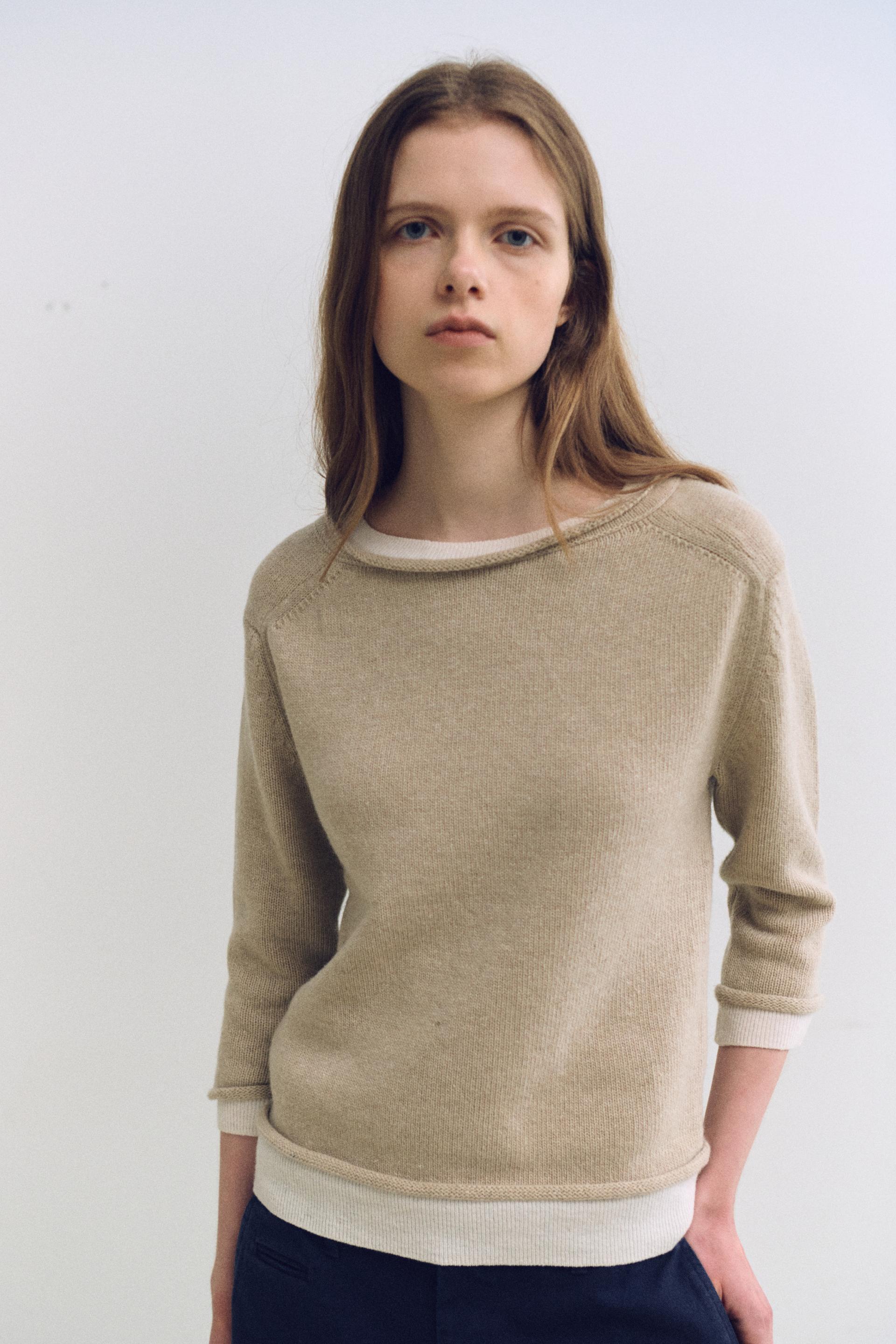 layered roll knit (beige)