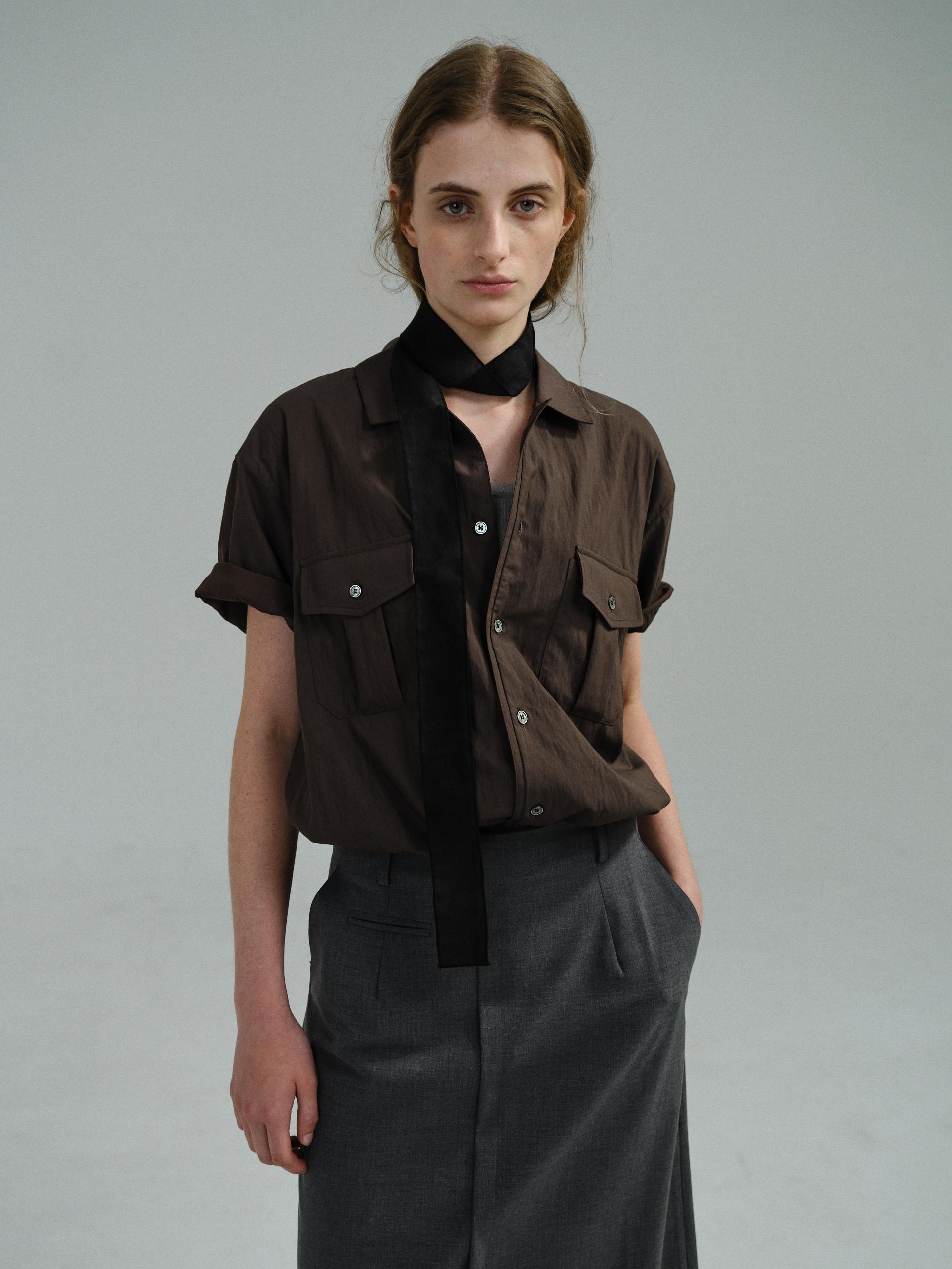 [14차 재입고 5/22 순차배송] wrinkled lapel shirts (brown)