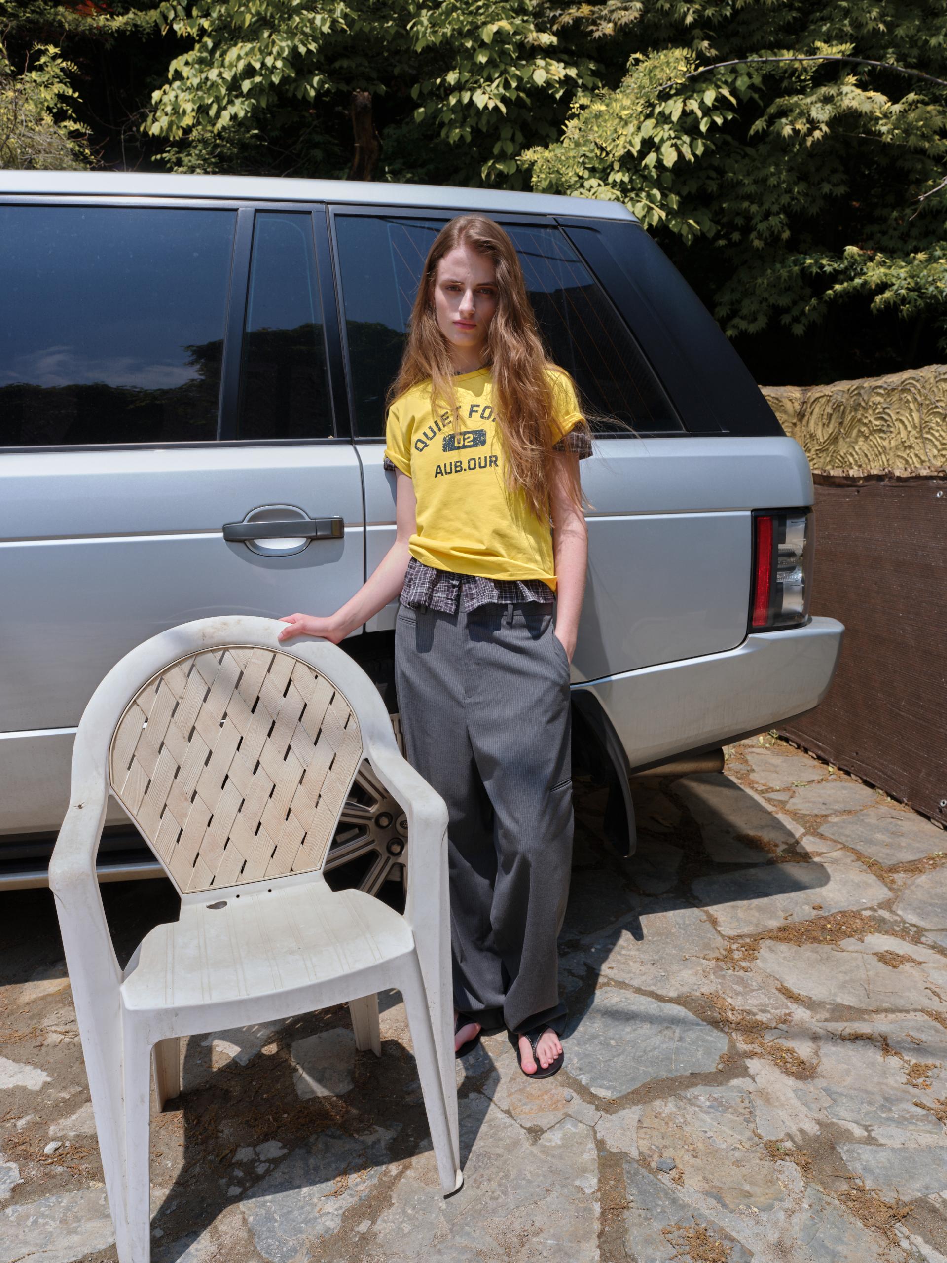 curved triple lip pants (grey stripe)