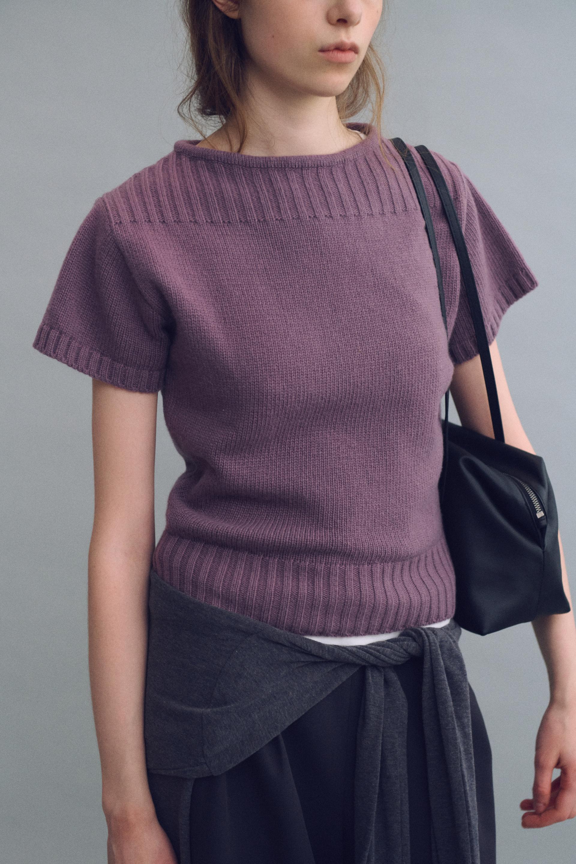 boat-neck half knit (mauve)
