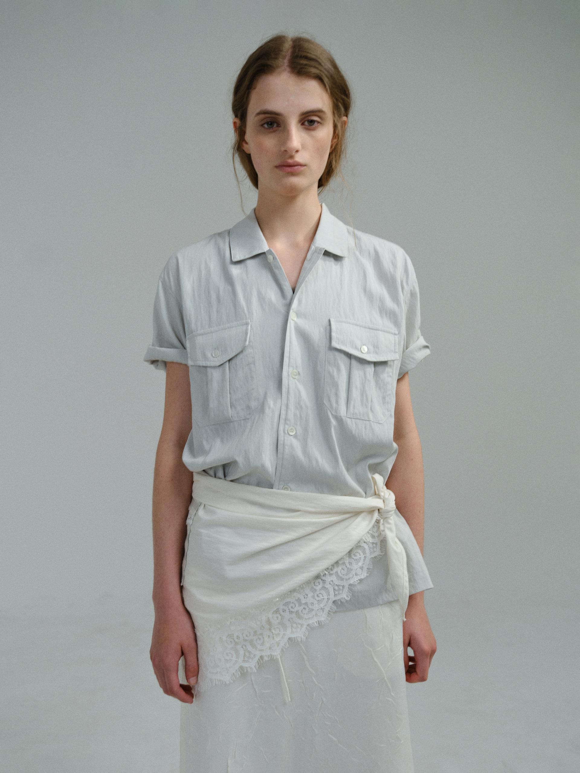 [13차 재입고 5/22 순차배송] wrinkled lapel shirts (mint grey)