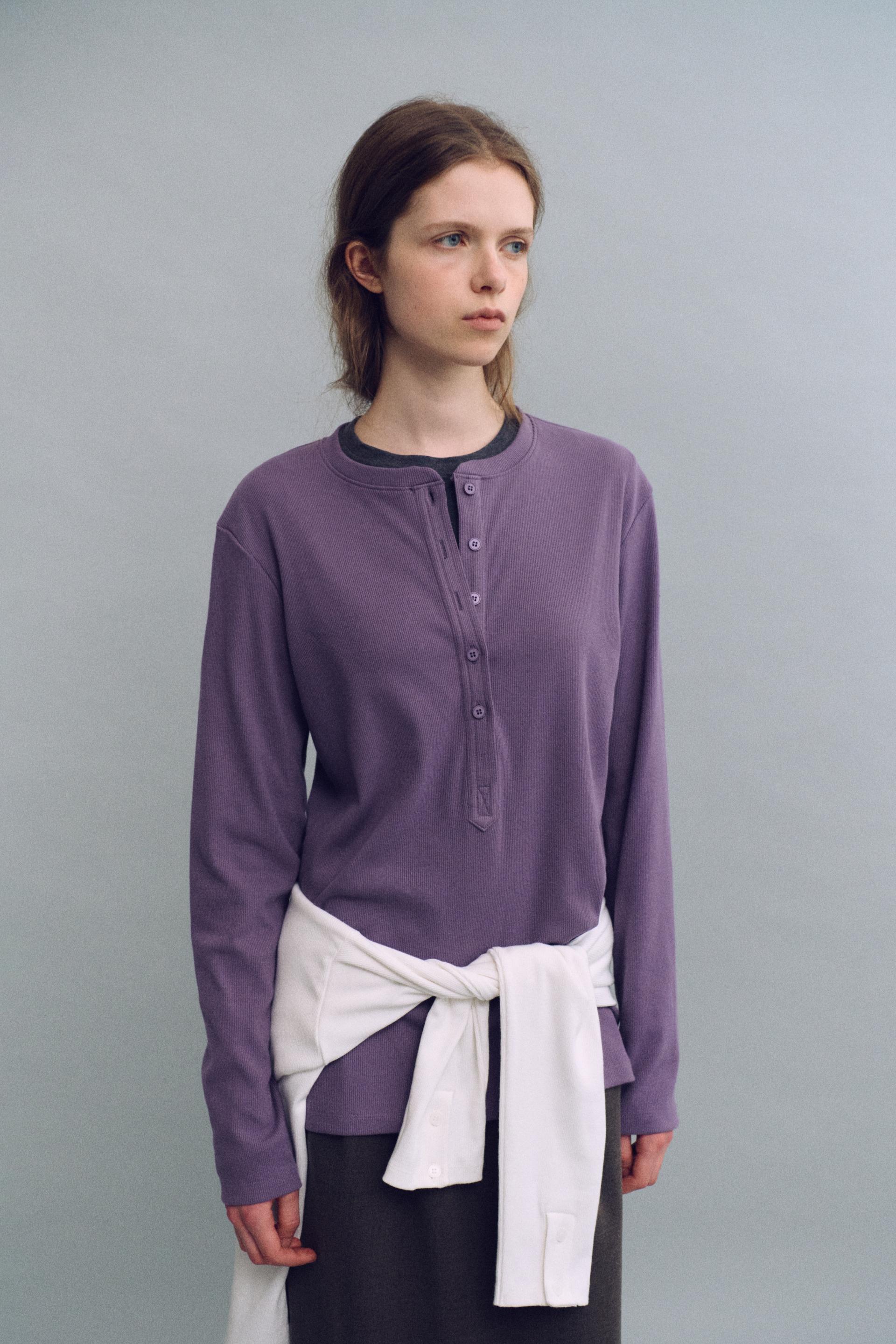 alter deep henley t-shirt (mauve purple)