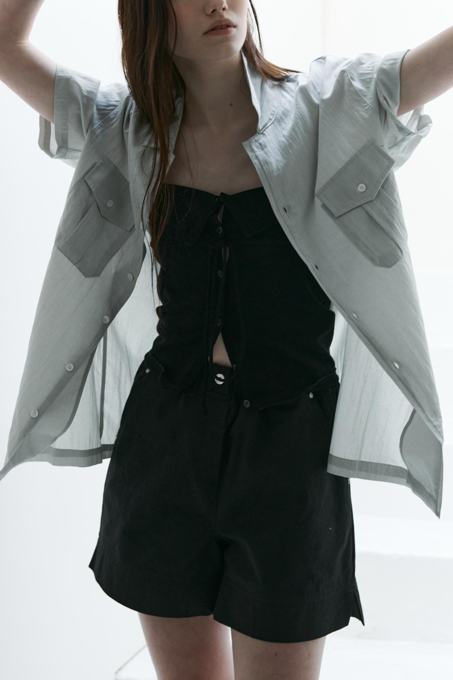 [13차 재입고 5/22 순차배송] wrinkled lapel shirts (mint grey)