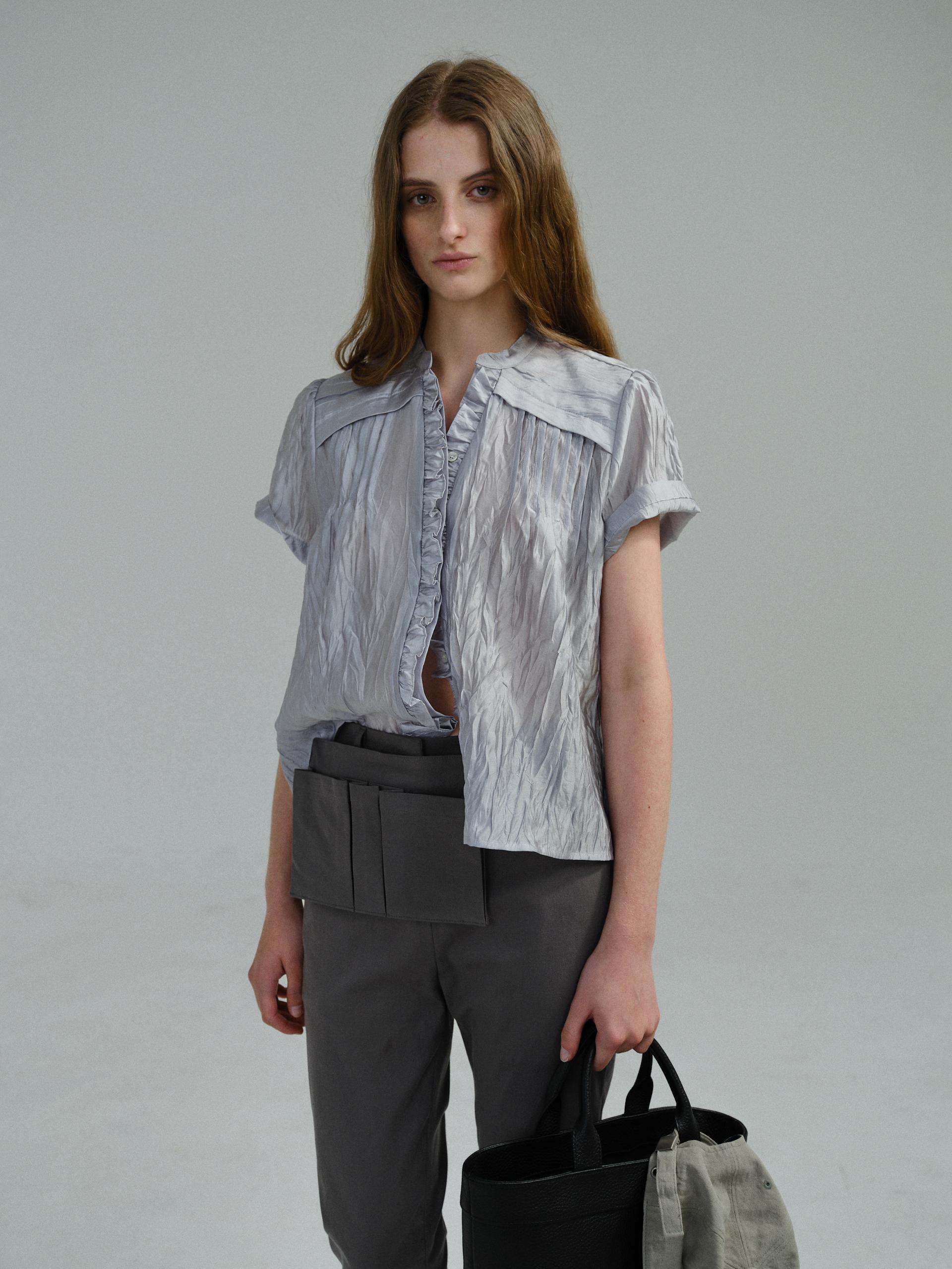 frill pintuck blouse (silver)