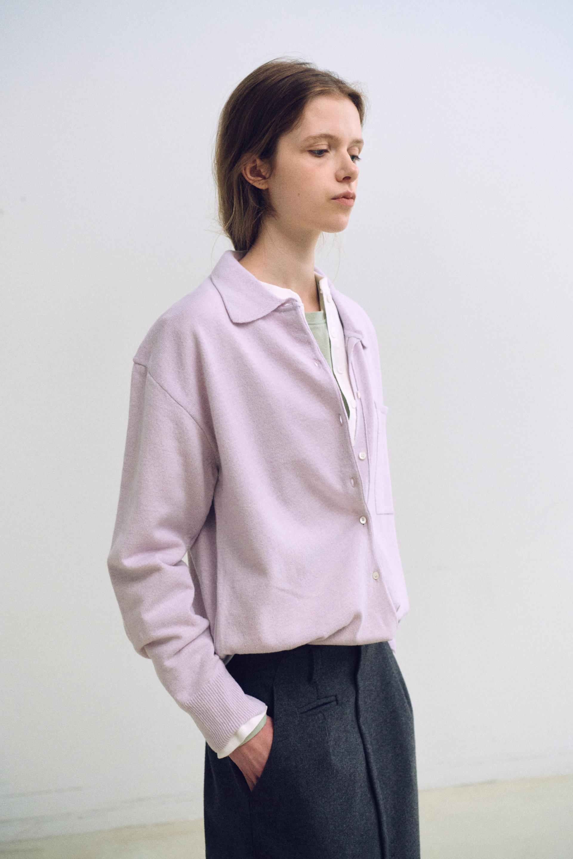 shirts pocket knit (soft pink)