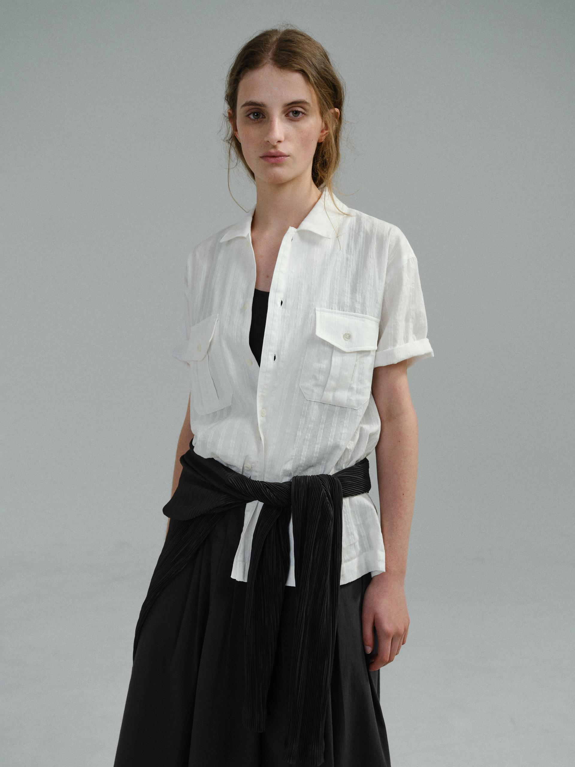 [10차 재입고] wrinkled lapel shirts (white stripe)