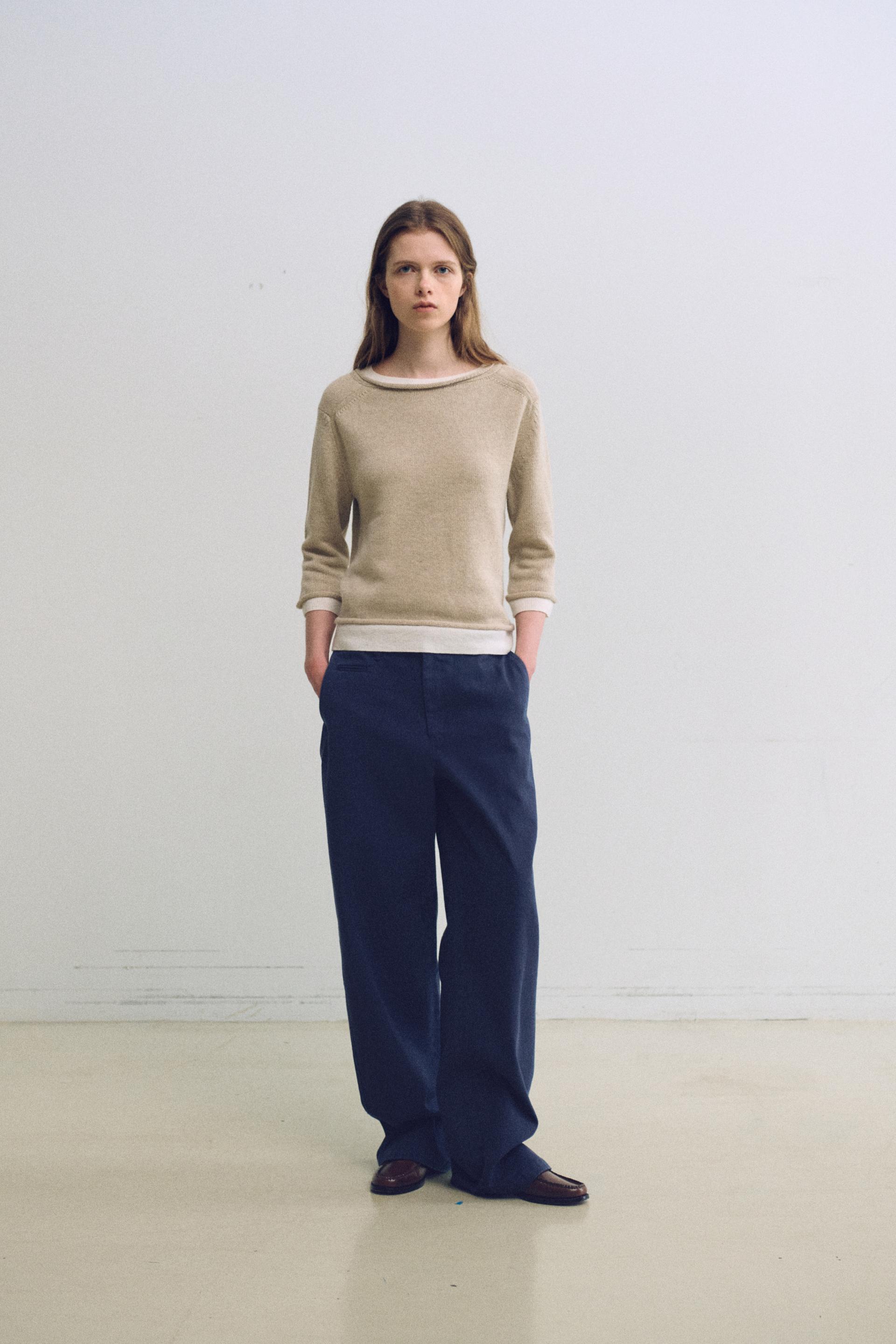 layered roll knit (beige)