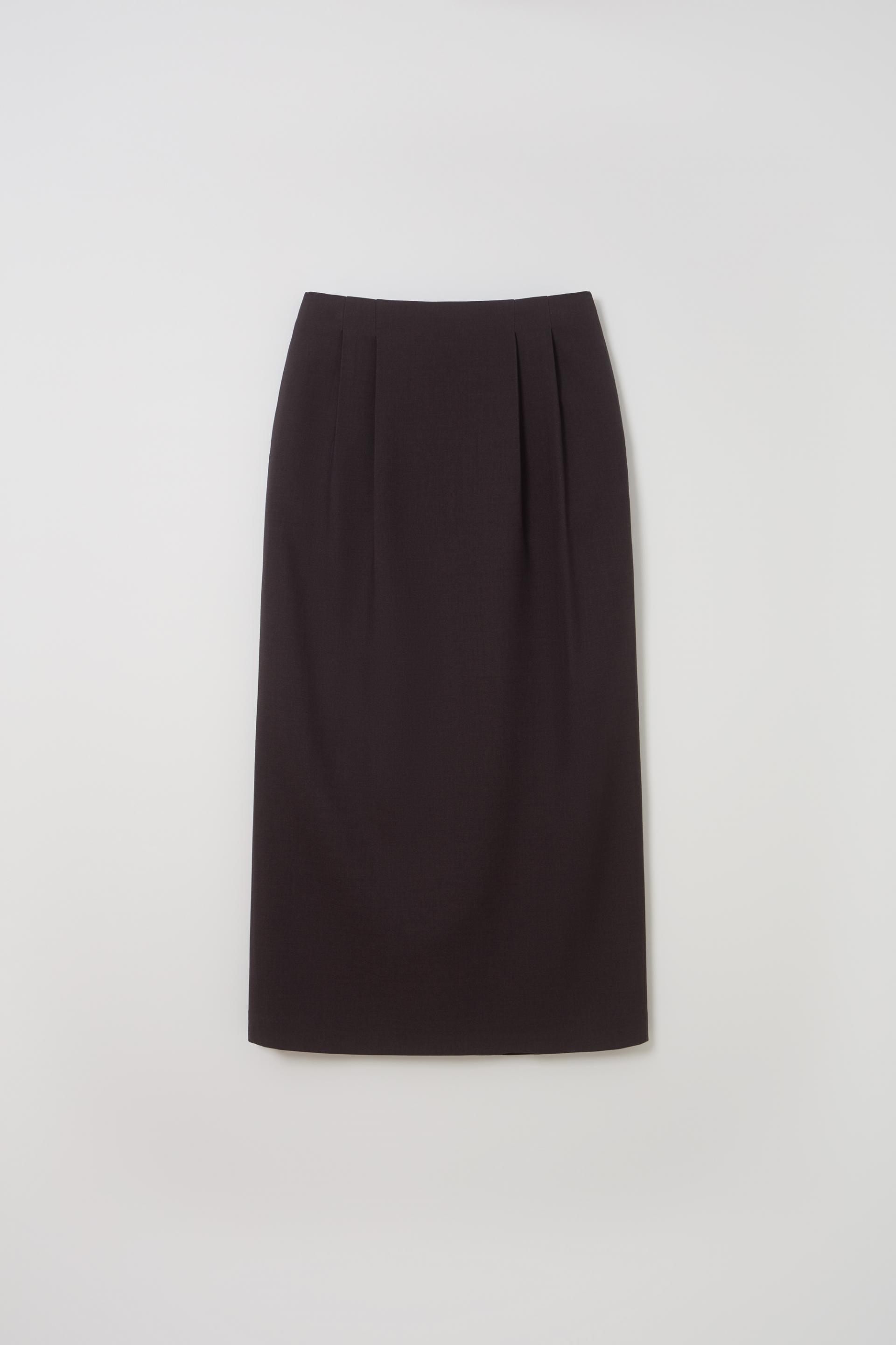 tuck maxi wool skirt (charcoal)
