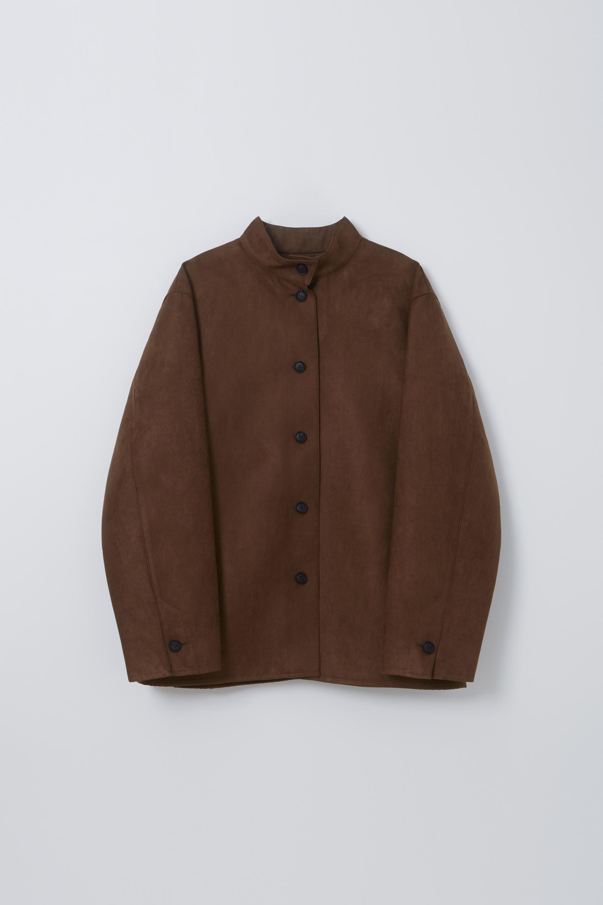 linear high neck jacket (suede brown)