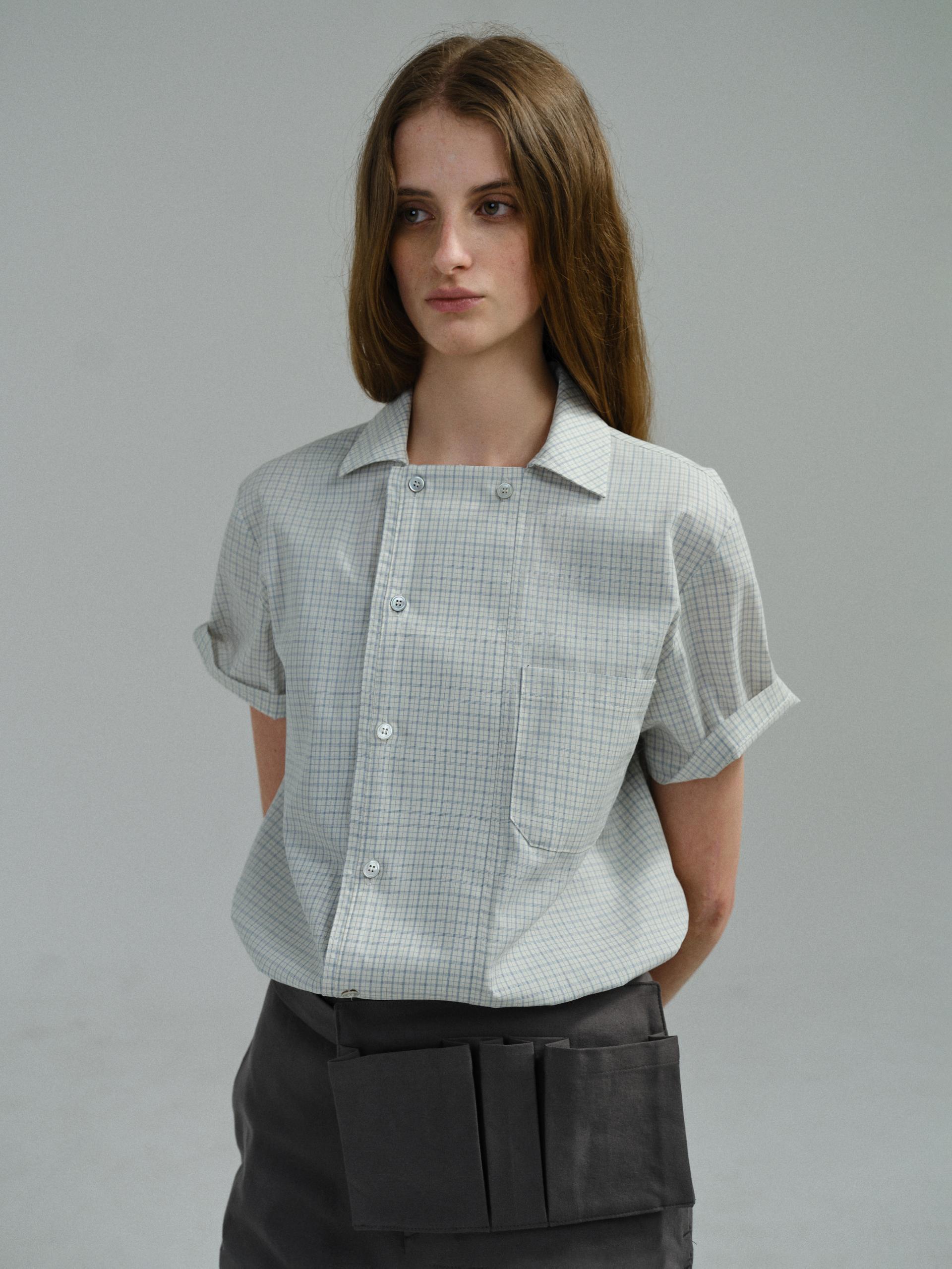 double structure shirt (blue check)