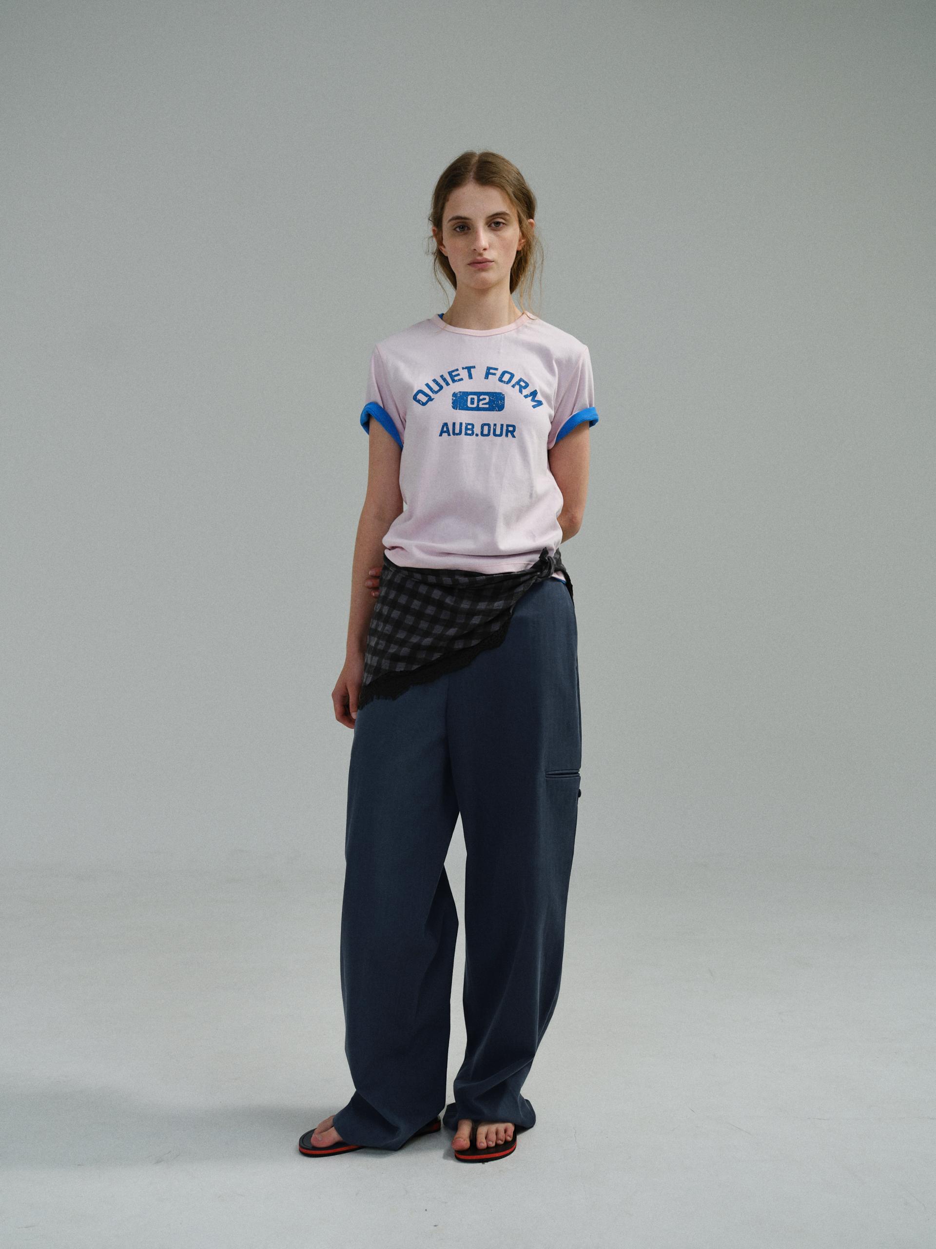curved triple lip pants (herringbone navy)