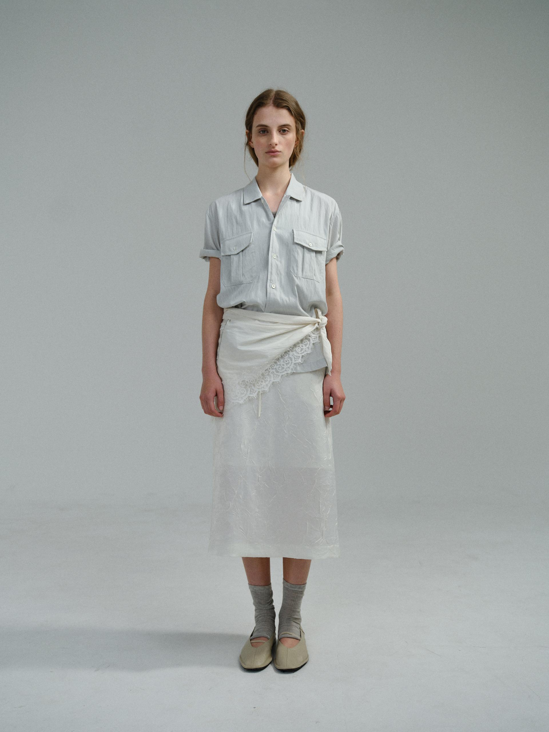 [13차 재입고 5/22 순차배송] wrinkled lapel shirts (mint grey)